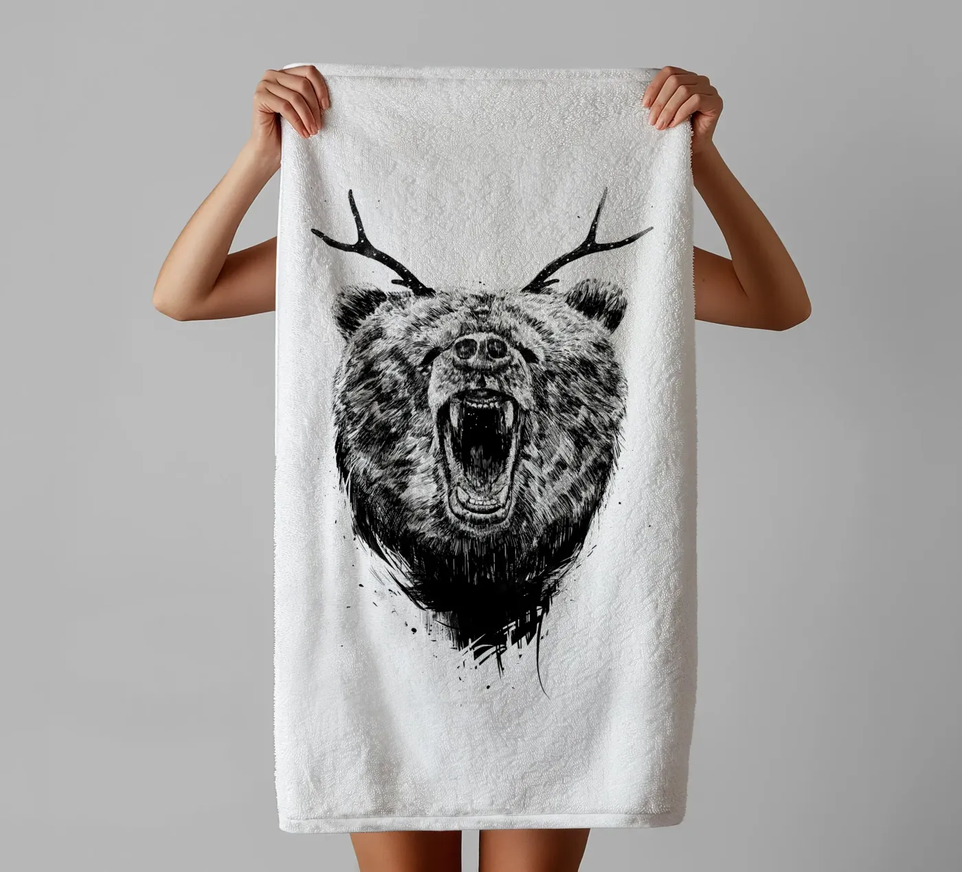 Angry Bear towel by Balazs Solti