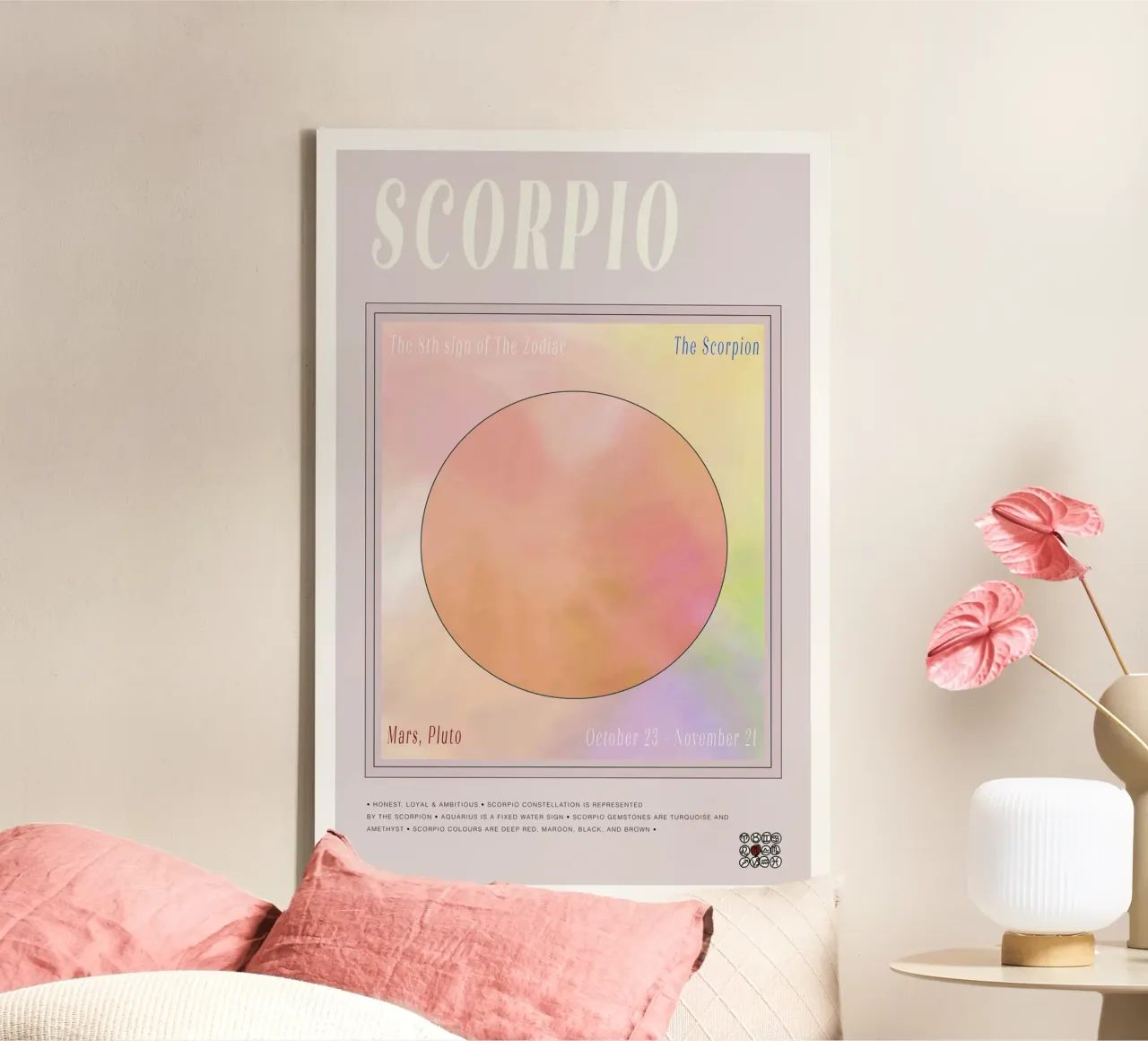 Zodiaco Scorpione tela con Cornice a cassetta da Casa Cartissi