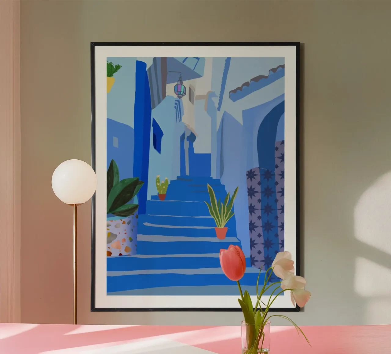 Blue City, Morocco poster with aluminum frame by PetrArts