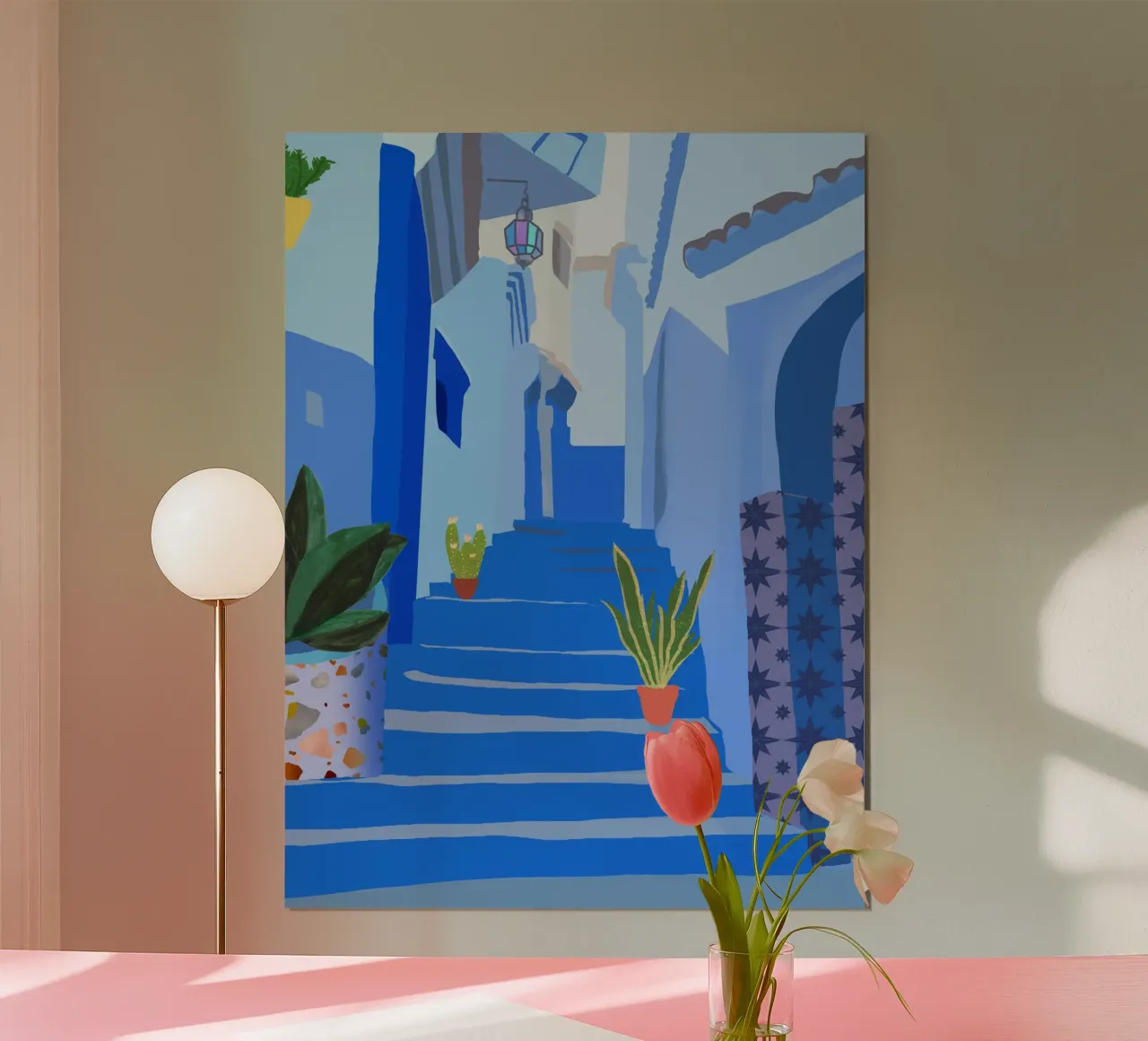Blue City, Morocco poster with aluminum frame by PetrArts