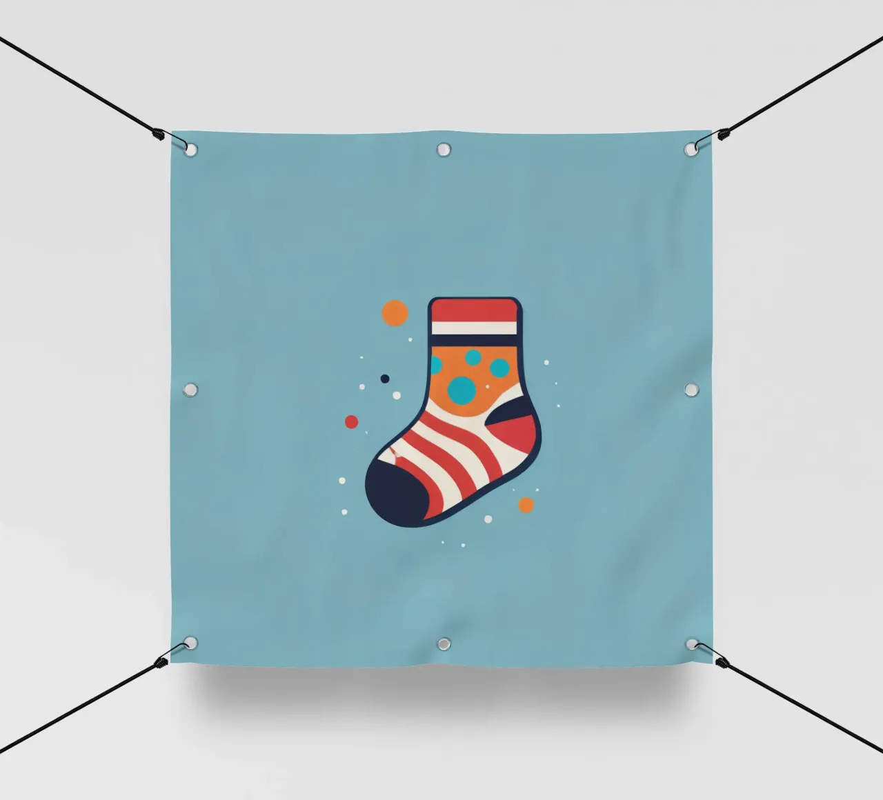 colorful sock with playful patterns on pvc cover by DesignDoodle