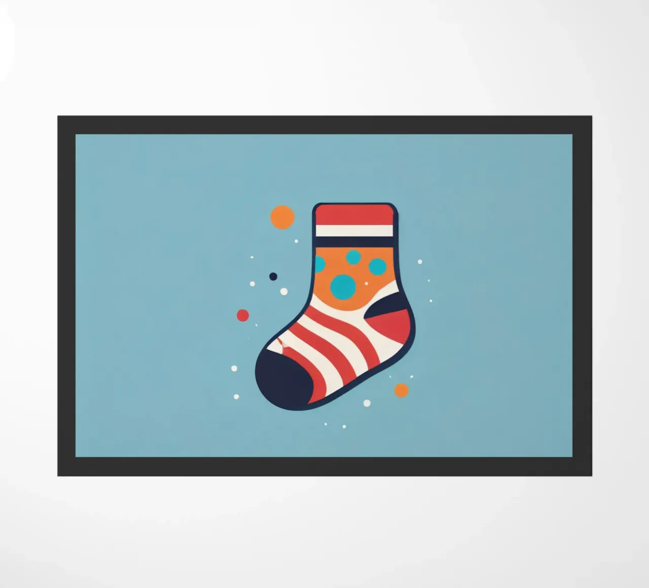 colorful sock with playful patterns doormat by DesignDoodle