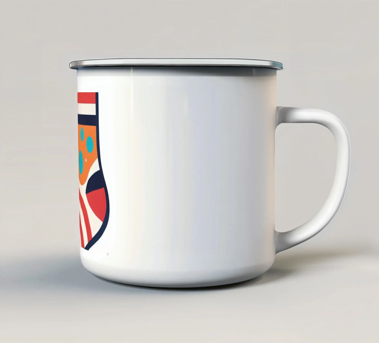 colorful sock with playful patterns on enamel mug by DesignDoodle