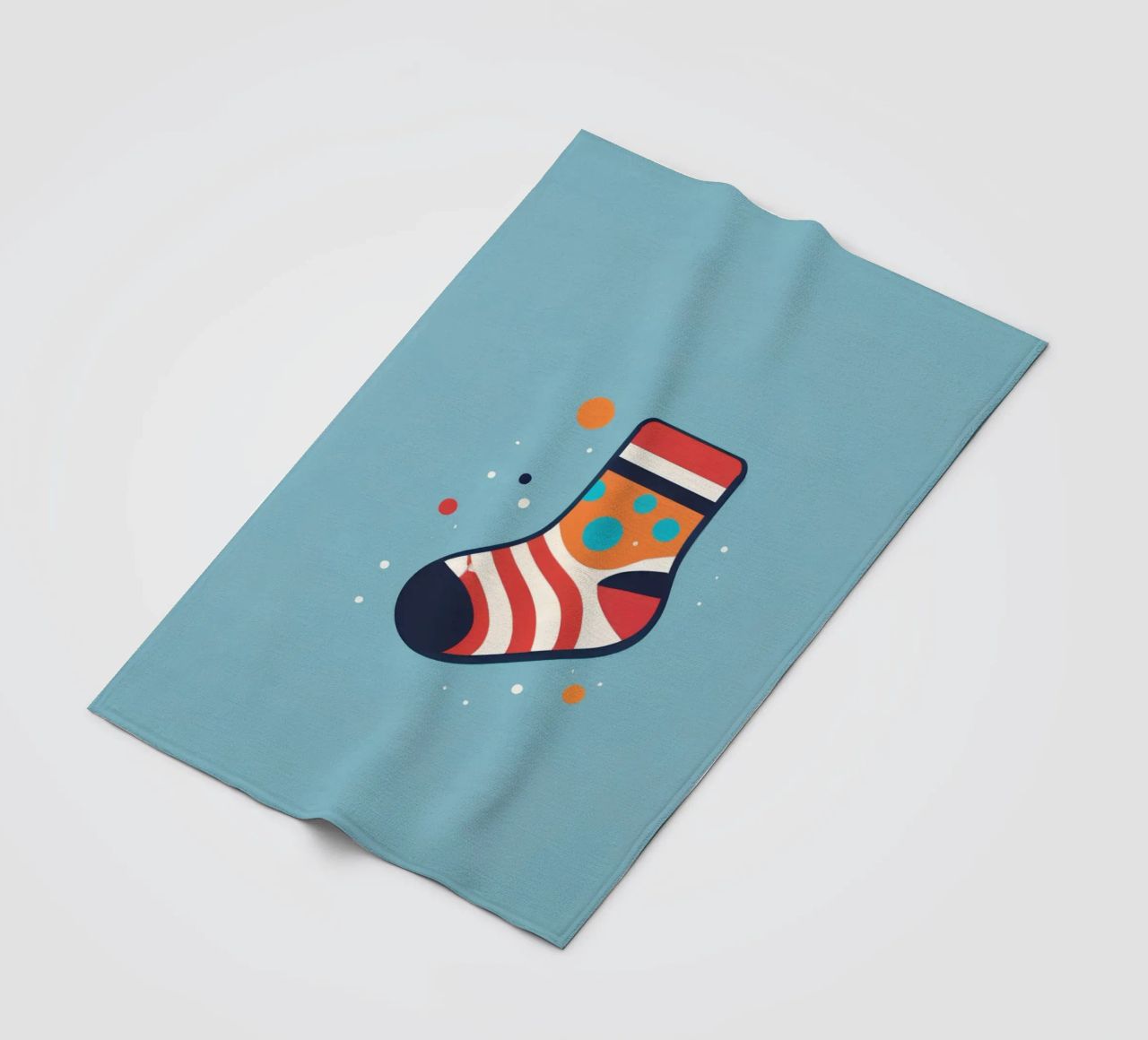 colorful sock with playful patterns on fleece blanket by DesignDoodle