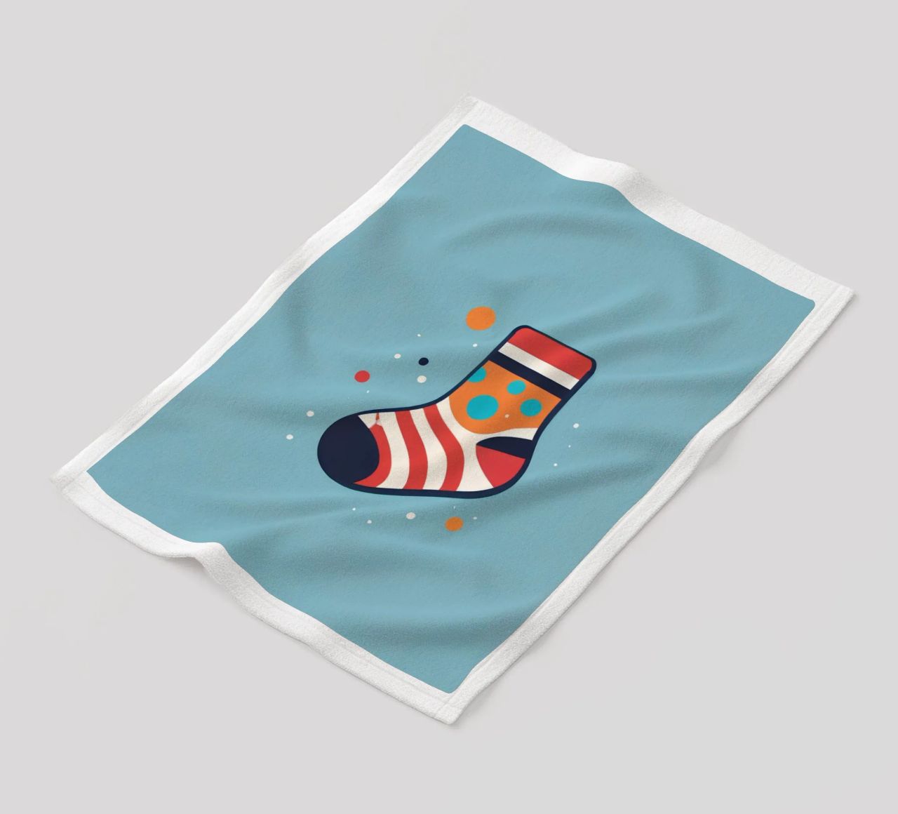 colorful sock with playful patterns on fleece blanket by DesignDoodle