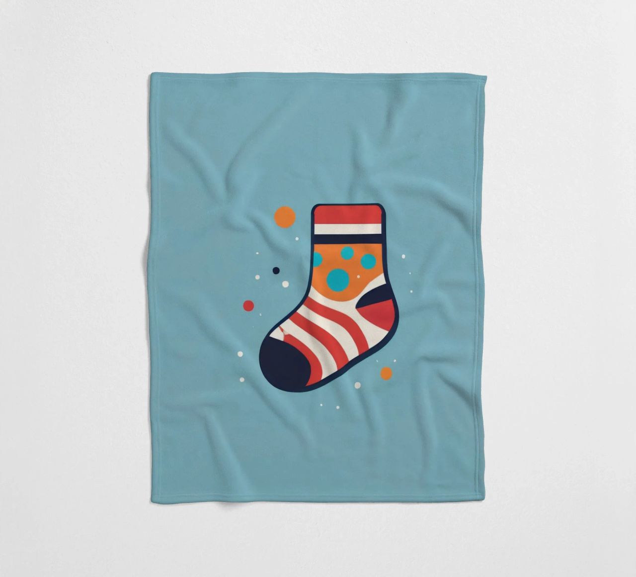colorful sock with playful patterns on fleece blanket by DesignDoodle