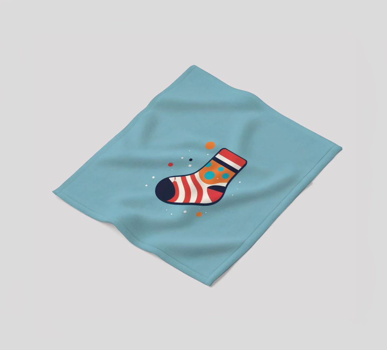 colorful sock with playful patterns on fleece blanket by DesignDoodle