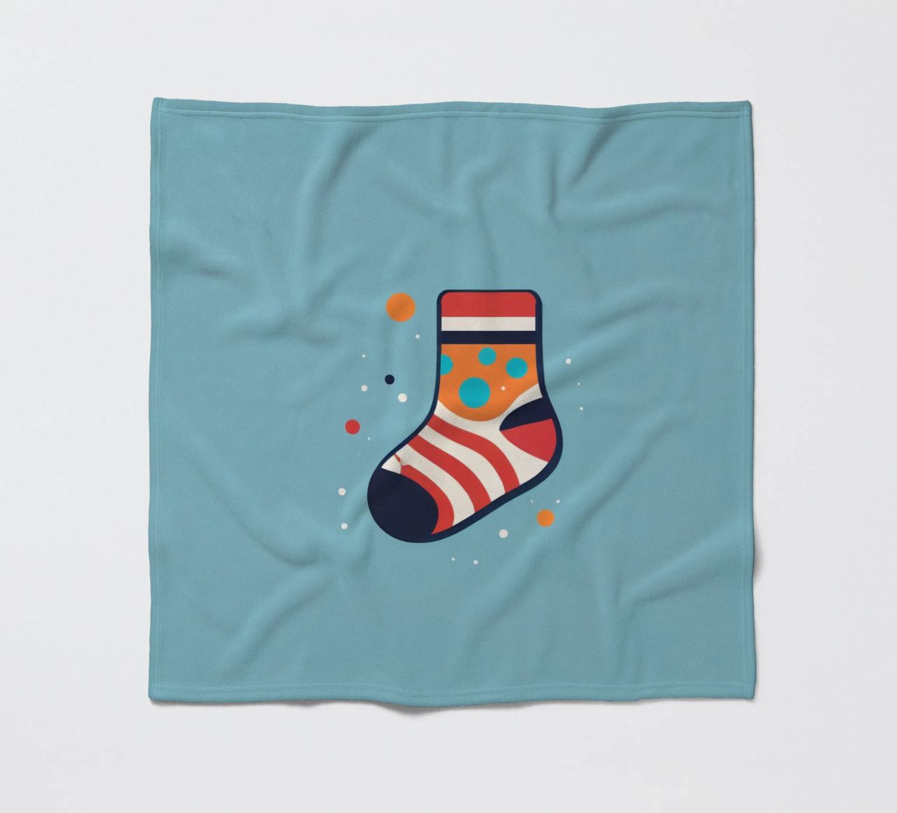 colorful sock with playful patterns on fleece blanket by DesignDoodle