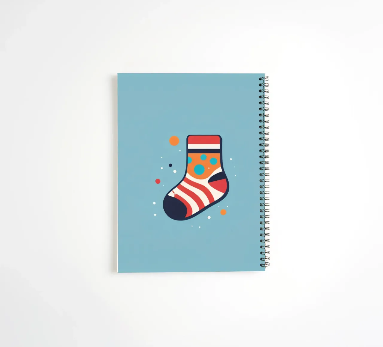 colorful sock with playful patterns spiral notebook by DesignDoodle