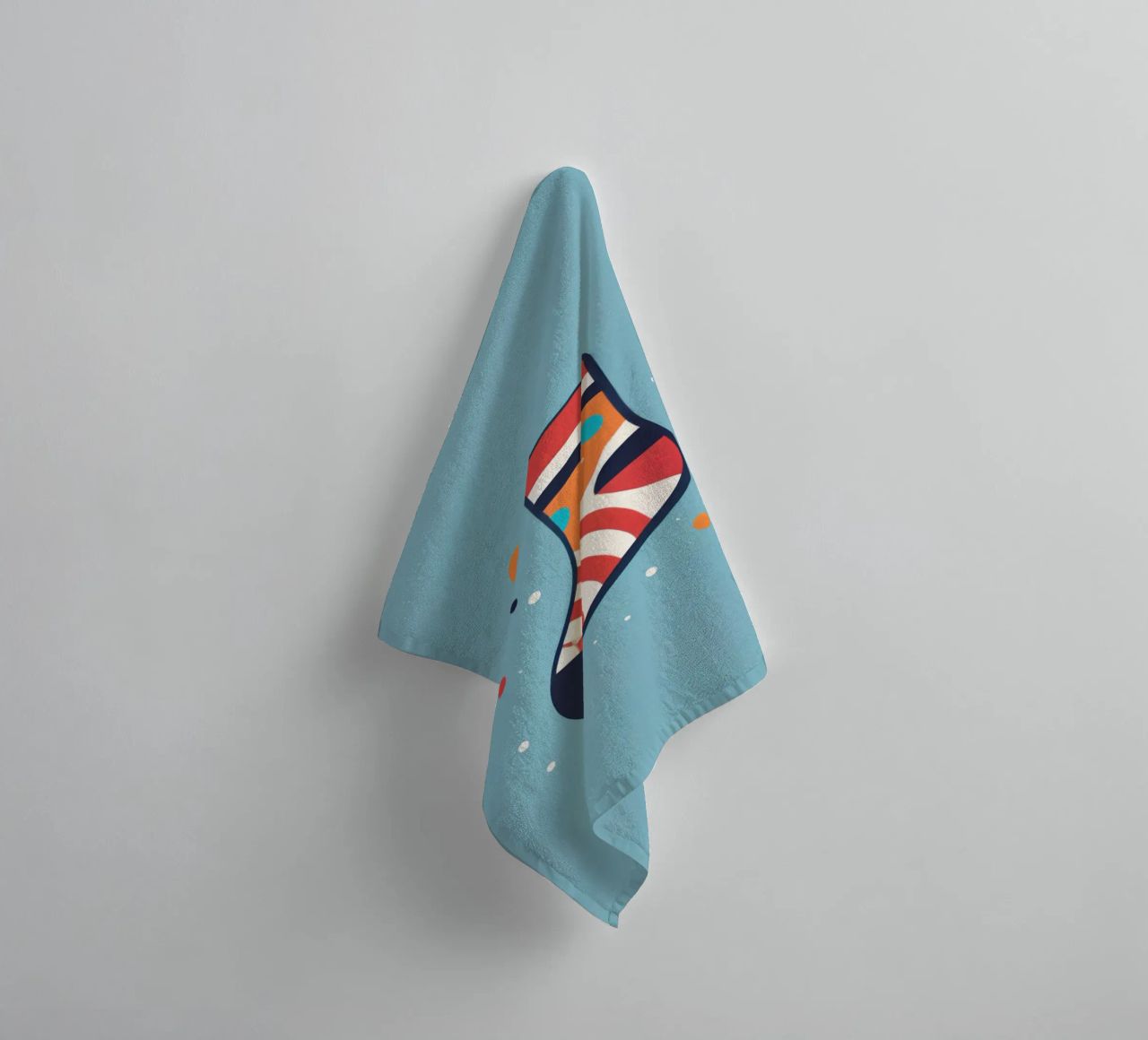 colorful sock with playful patterns on towel by DesignDoodle