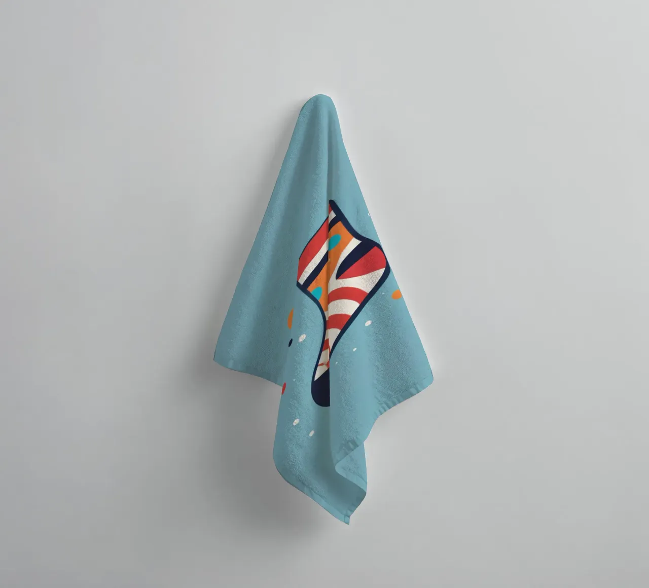 colorful sock with playful patterns on towel by DesignDoodle