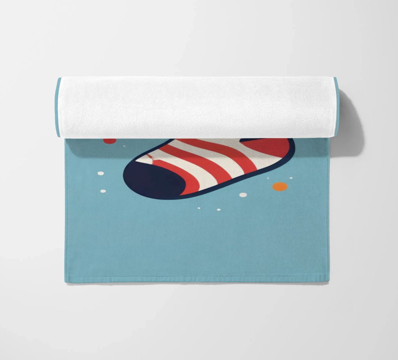 colorful sock with playful patterns on beach towel by DesignDoodle