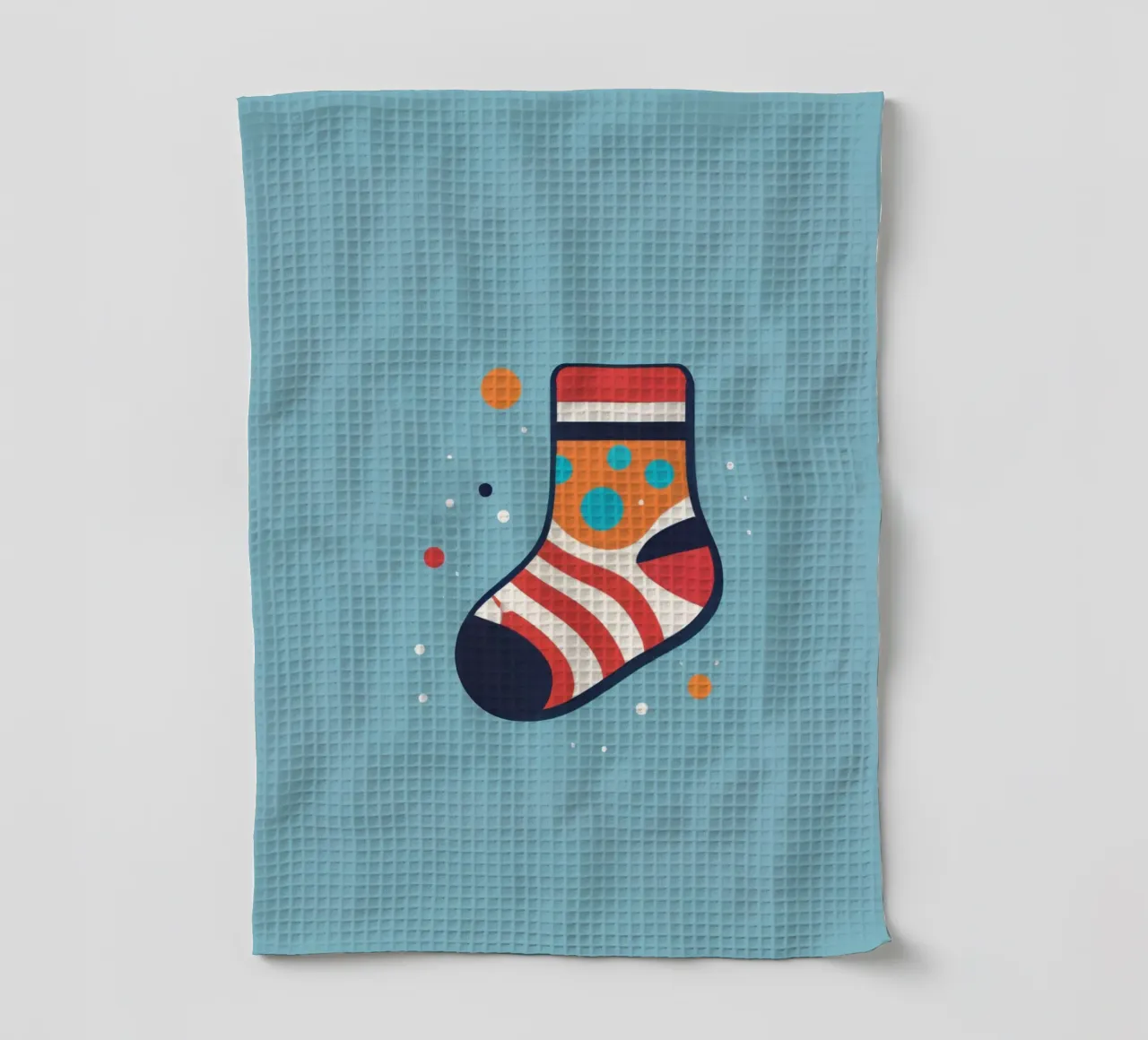 kleurrijke sok met speelse patronen theedoek van DesignDoodle