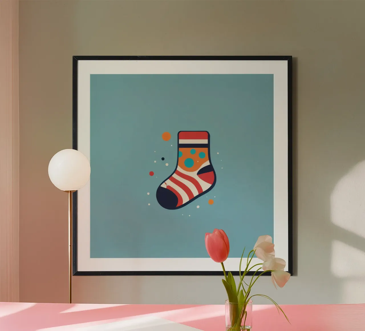 colorful sock with playful patterns hahnemühle by DesignDoodle