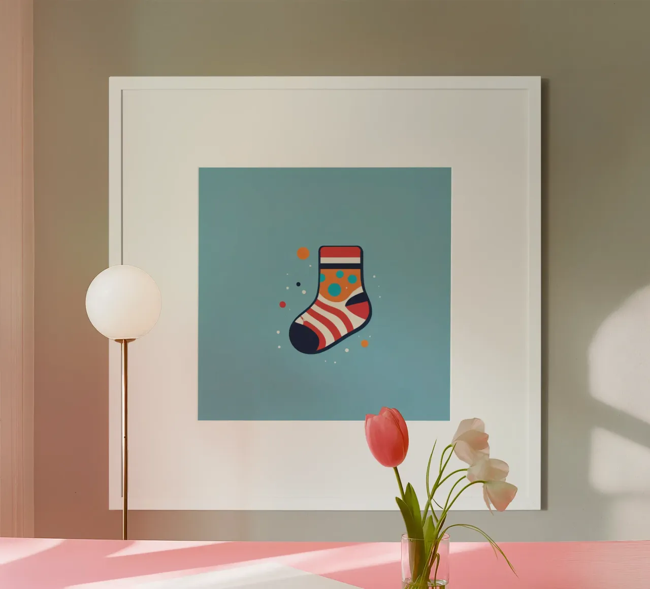 colorful sock with playful patterns hahnemühle by DesignDoodle