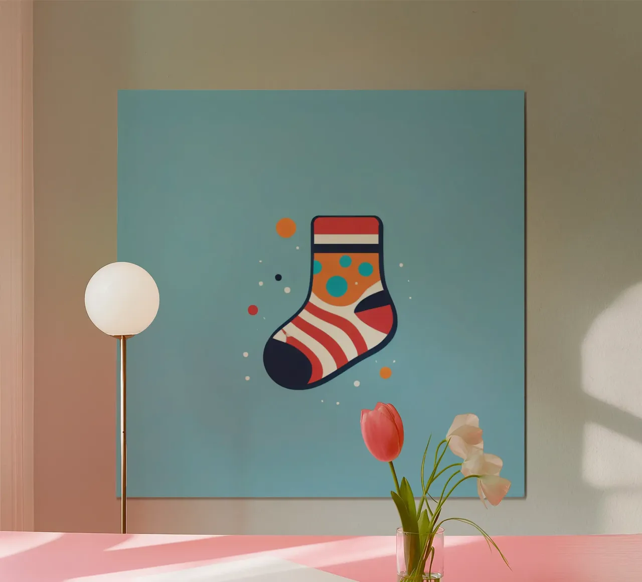 colorful sock with playful patterns hahnemühle by DesignDoodle