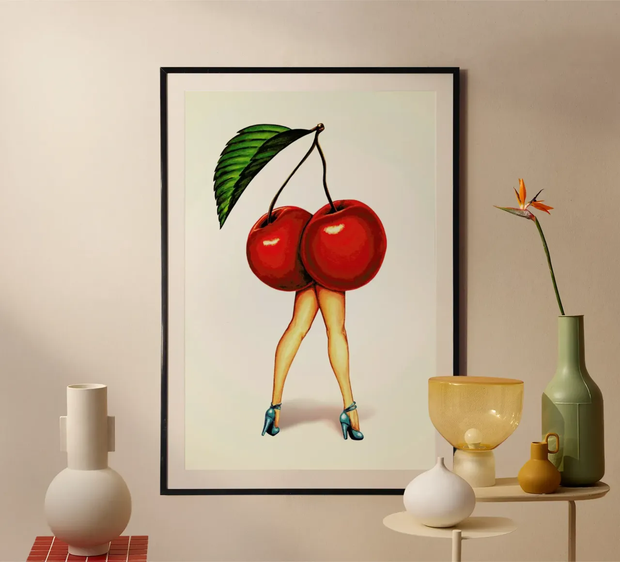 Fruit Stand - Cherry poster con telaio in legno da Kelly Gilleran