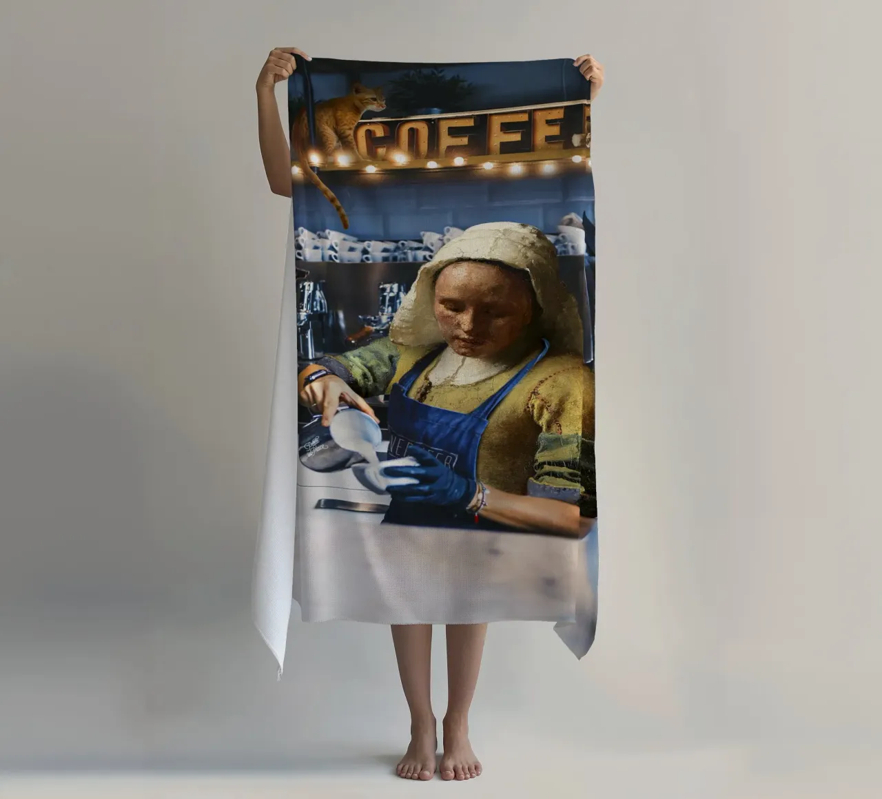 Milk Maid 21 century beach towel by Paste in Place