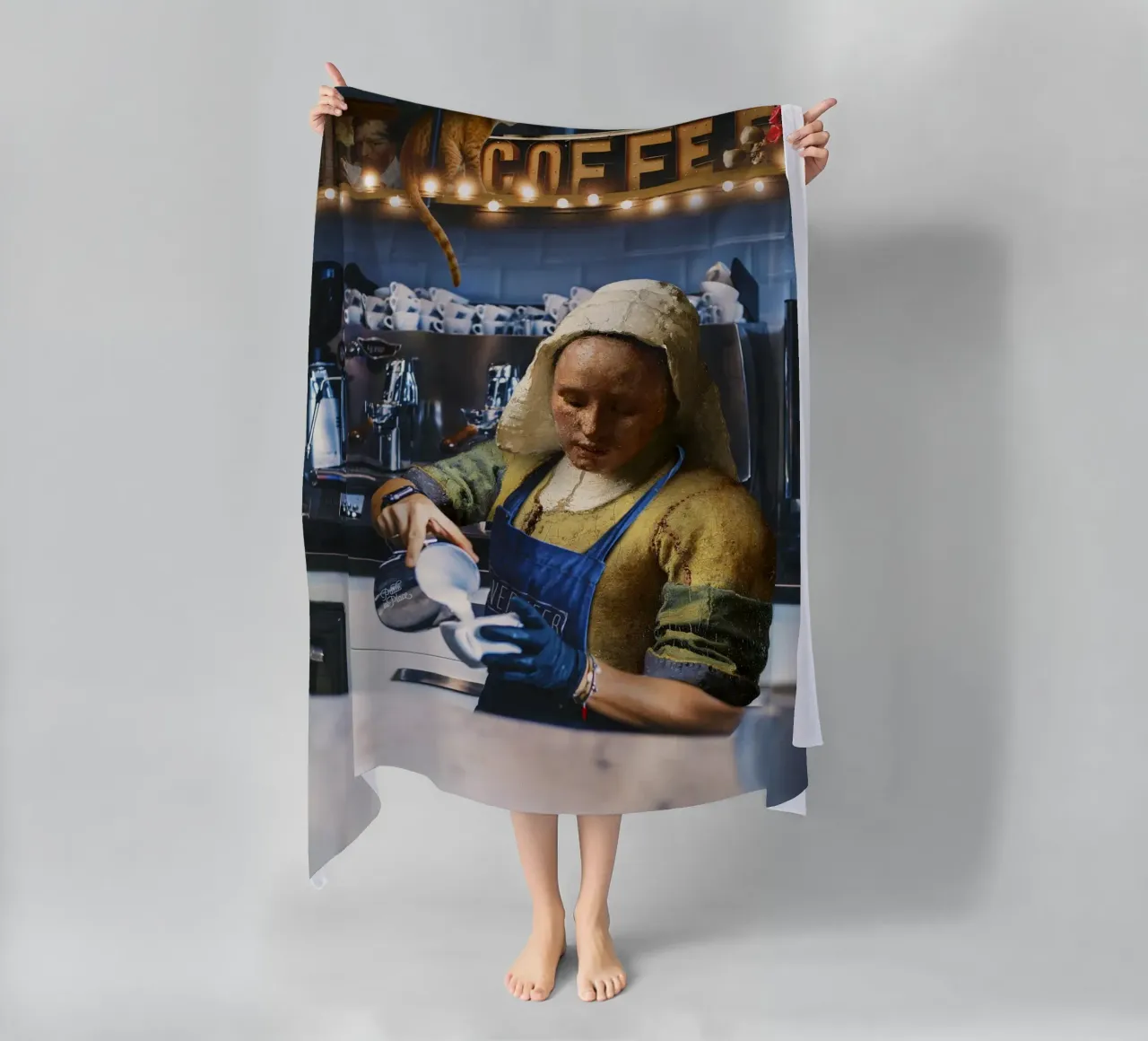Milk Maid 21 century beach towel by Paste in Place