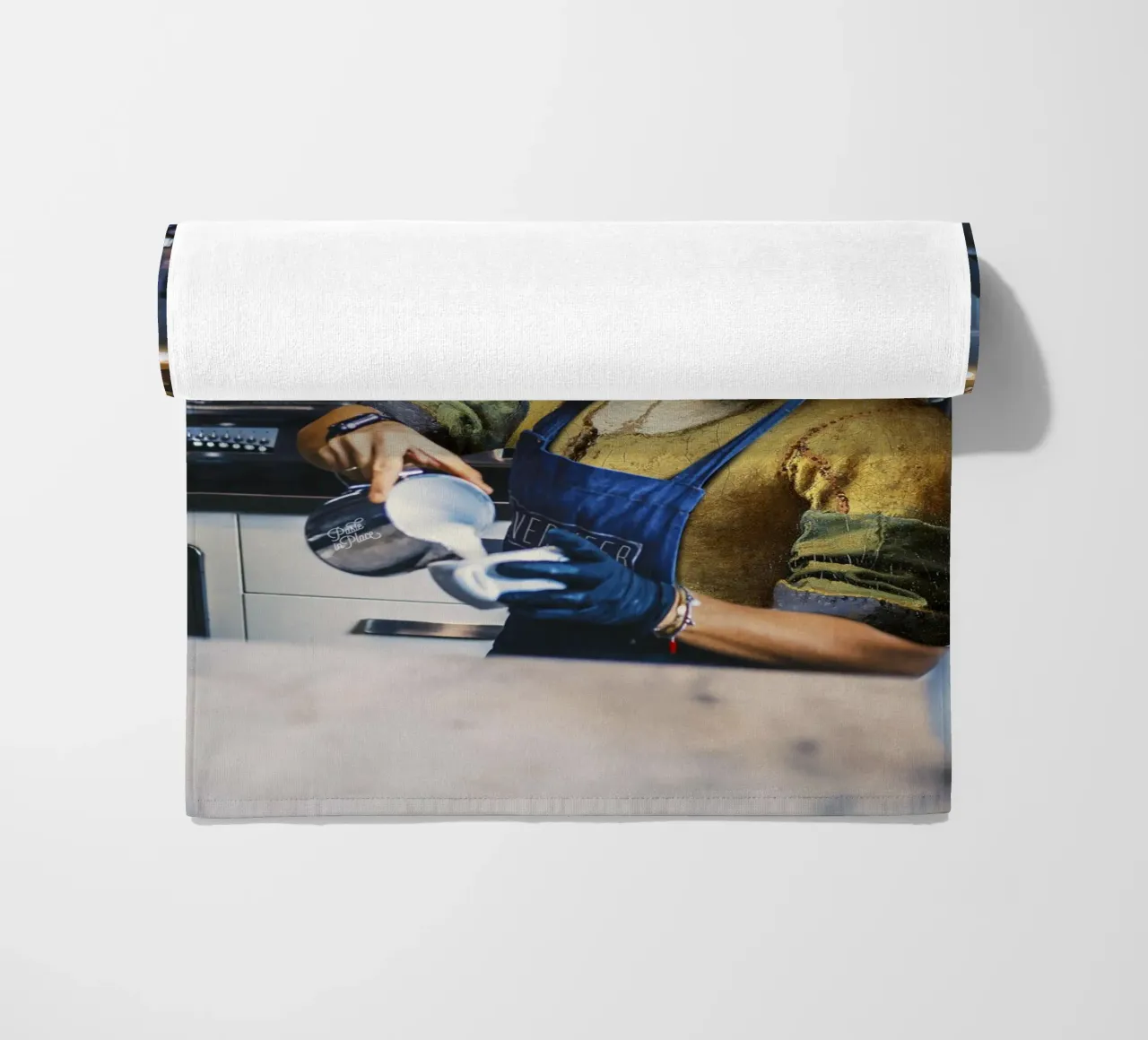 Milk Maid 21 century beach towel by Paste in Place