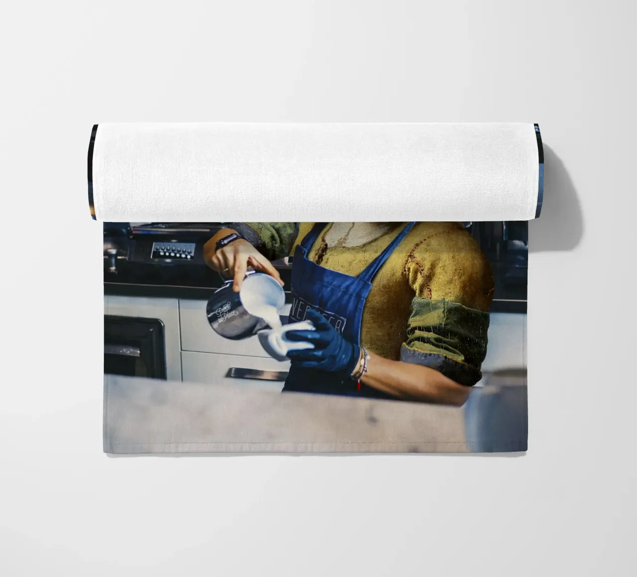 Milk Maid 21 century beach towel by Paste in Place