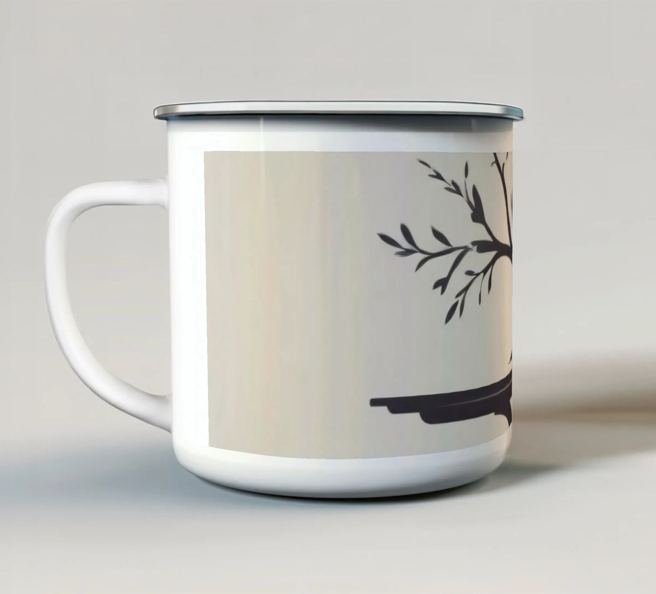 Elegante design ad albero con rami e foglie tazza in smalto da DesignDoodle