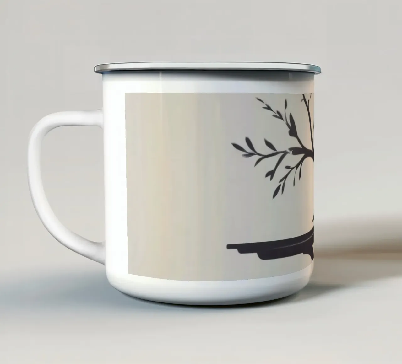 Elegantes Baumdesign mit Ästen und Blättern Emaille Tasse von DesignDoodle