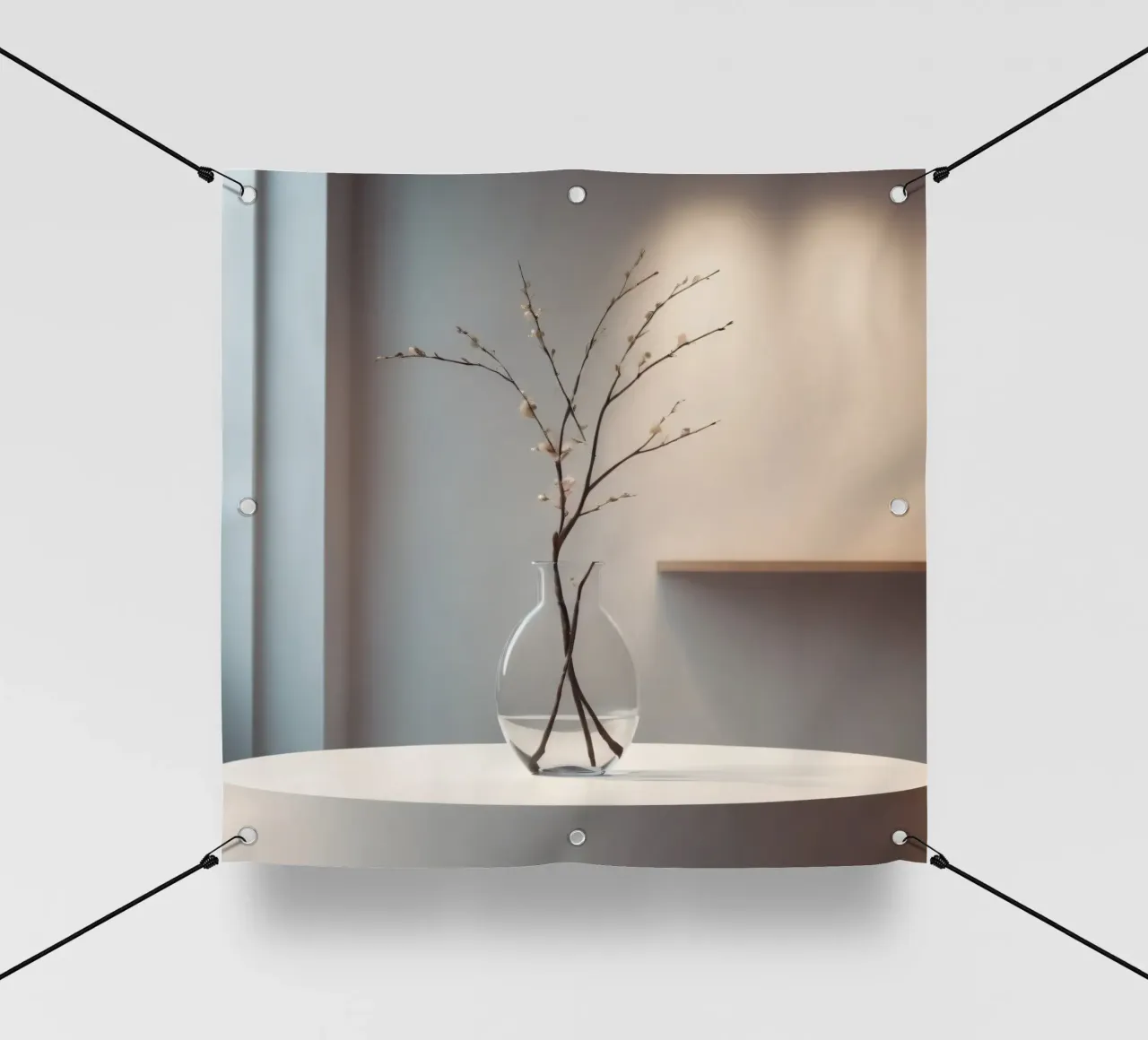 un vaso trasparente con rami delicati disposti telo in pvc da DesignDoodle