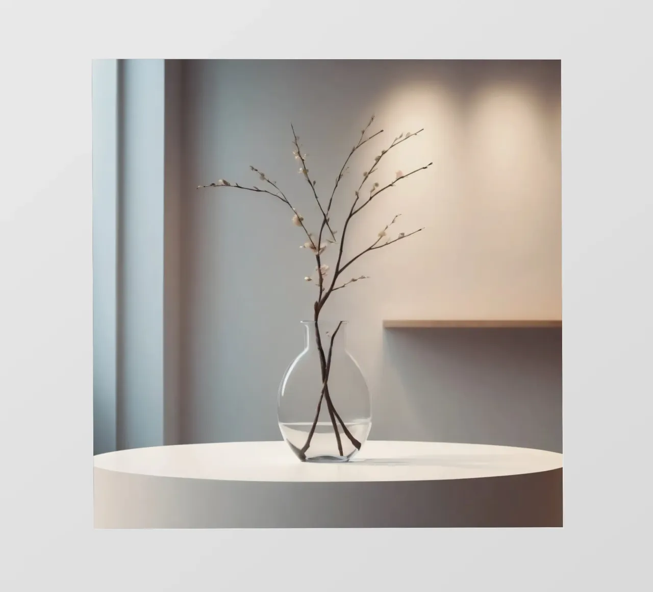 un vaso trasparente con rami delicati disposti telo in pvc da DesignDoodle