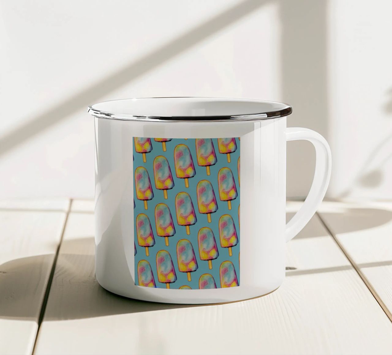 Rainbow Paddle Pop tazza in smalto da Kelly Gilleran
