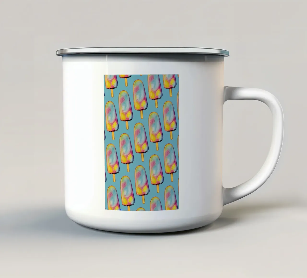 Rainbow Paddle Pop Emaille Tasse von Kelly Gilleran