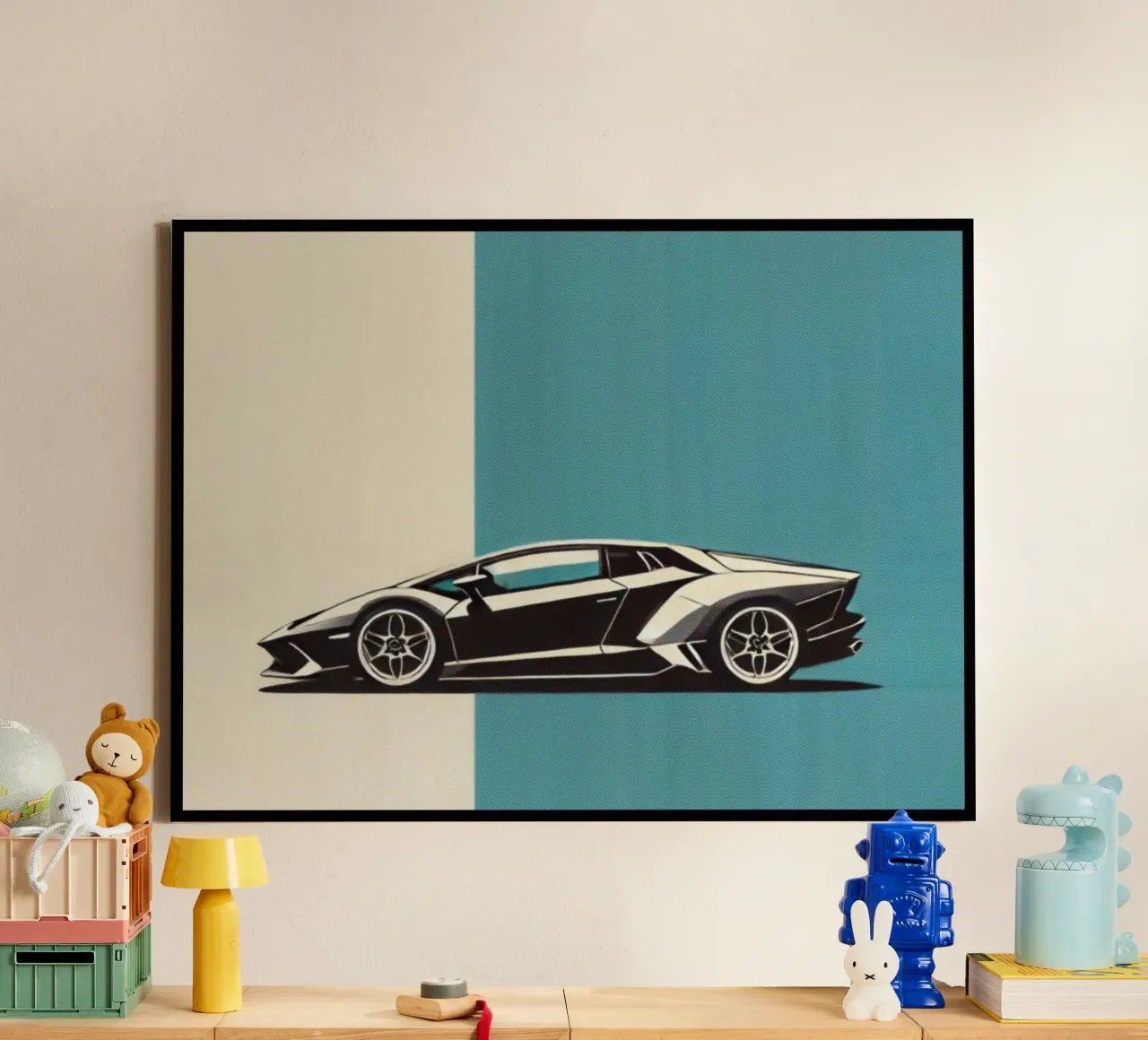 Lamborghini - Impression d'affiches anciennes toile avec Caisse américaine de posterprints-by-nomad