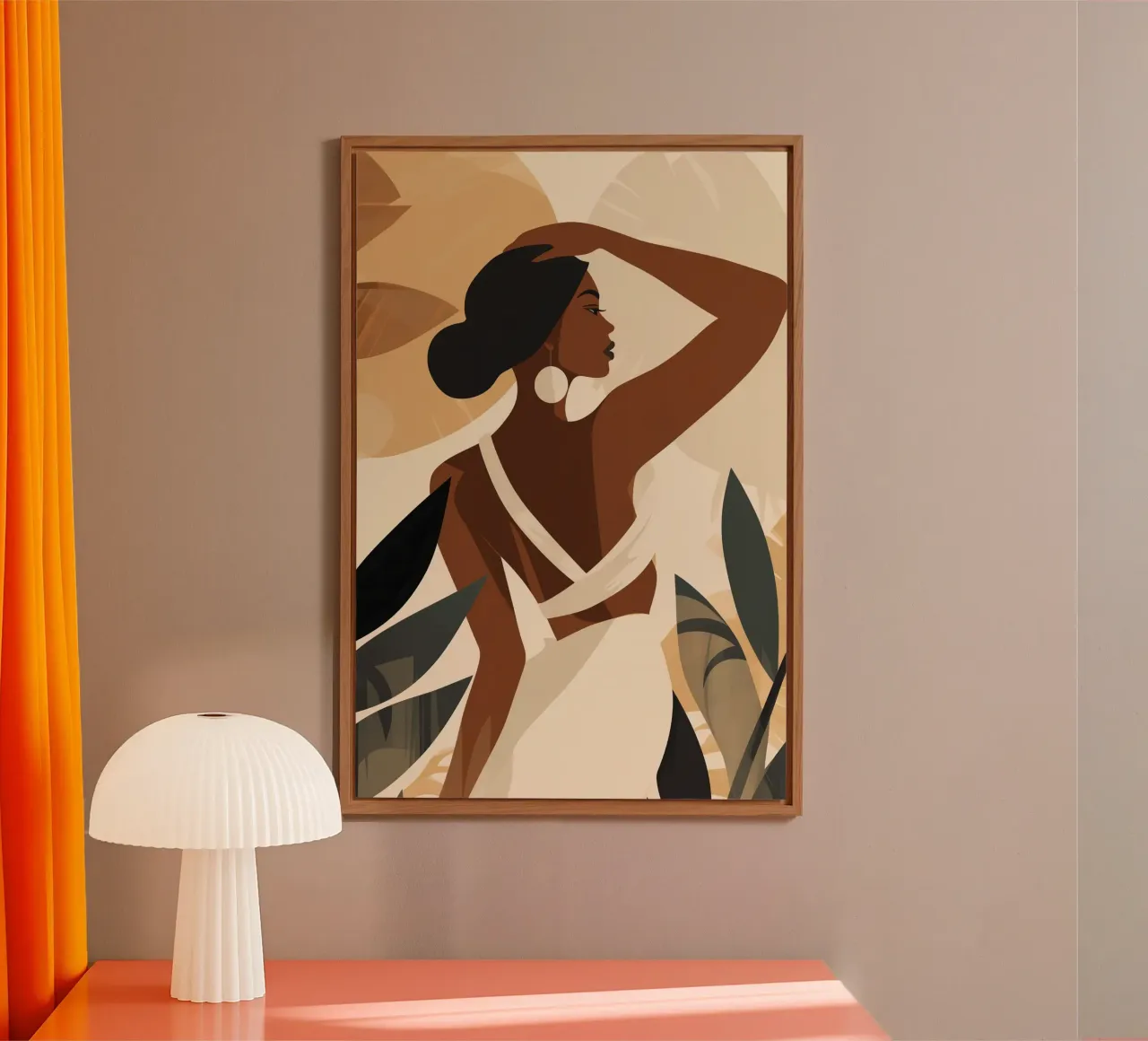 Saluto mattutino della donna boho nei toni trendy del marrone alluminio dibond da Autofocus