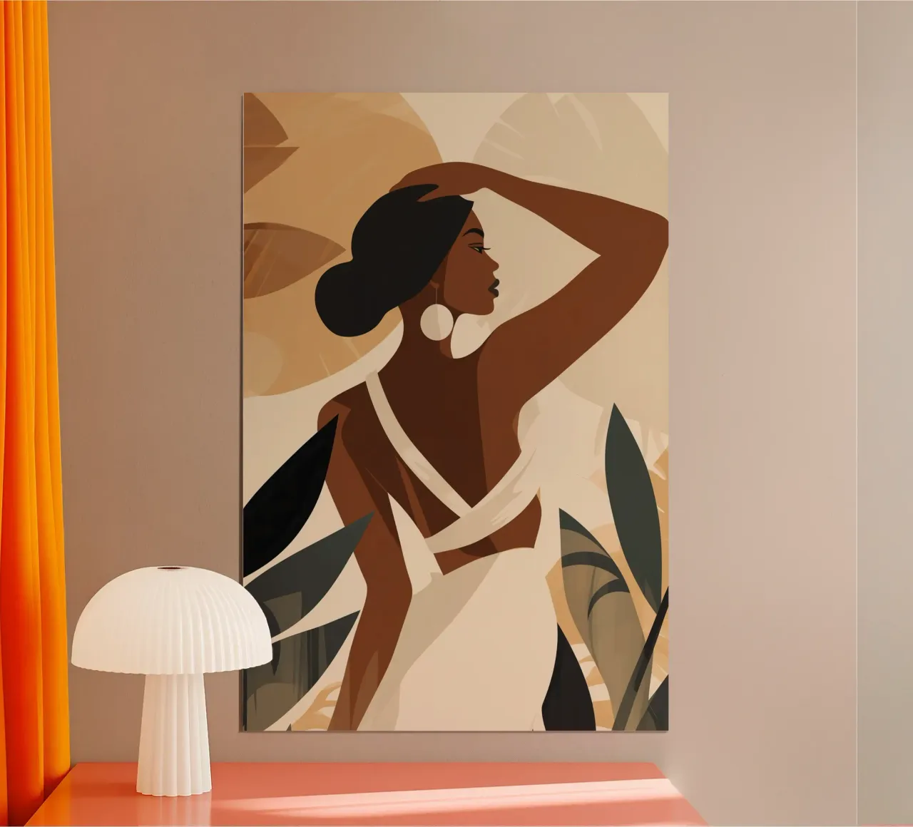 Saluto mattutino della donna boho nei toni trendy del marrone poster da Autofocus