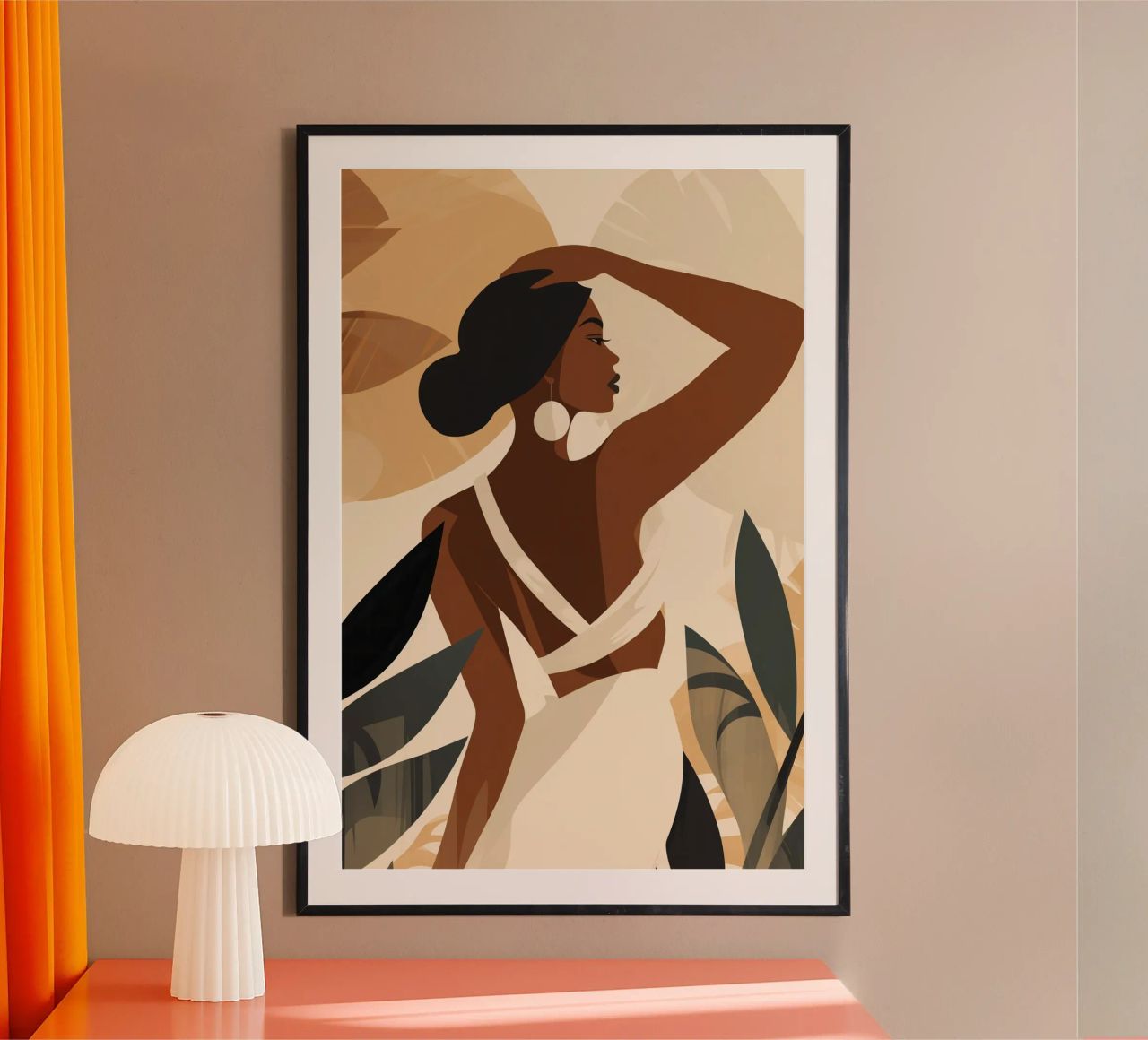 Morning greeting from the boho woman in trendy shades of brown poster by Autofocus