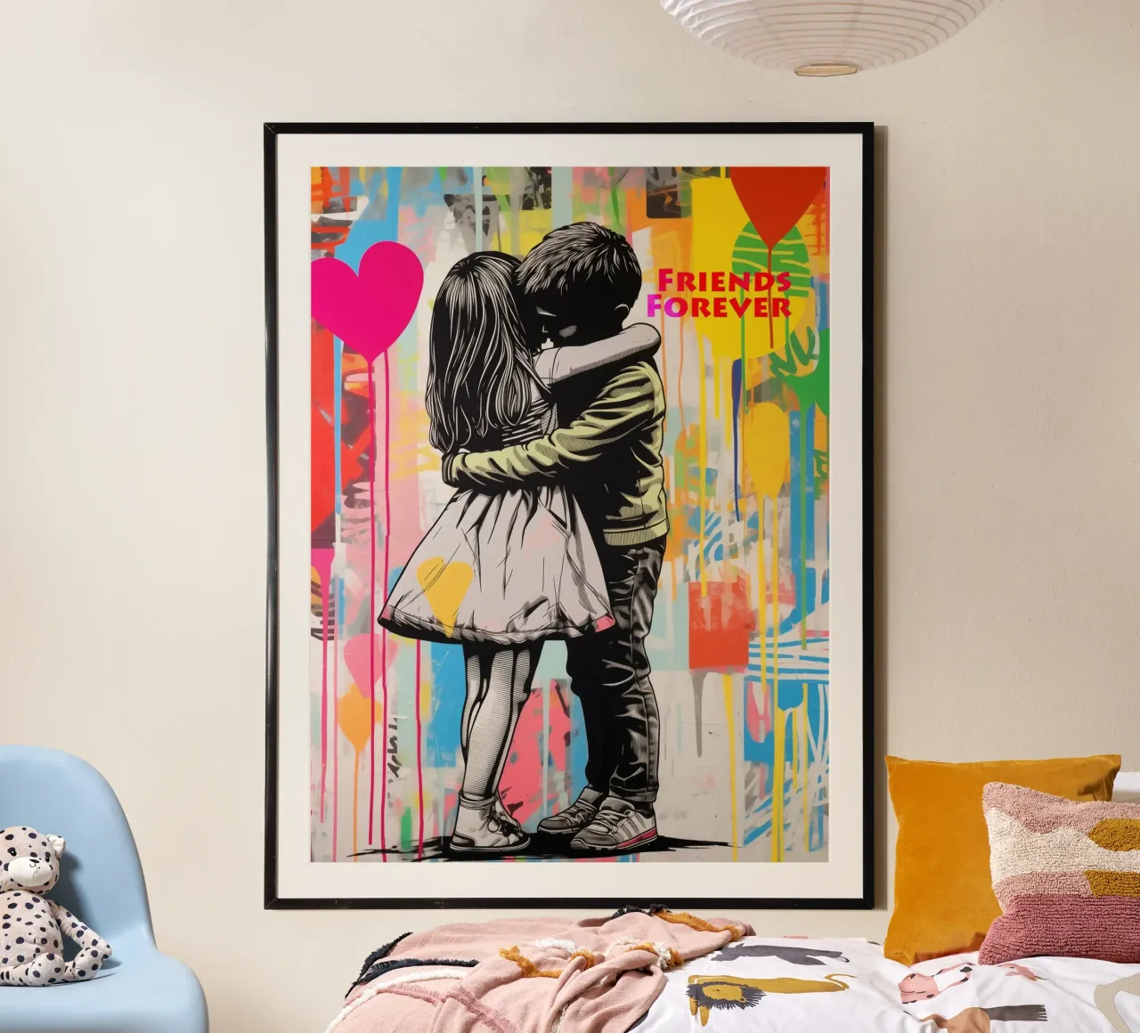 Frère et sœur - amis pour toujours | Banksy Style poster de Autofocus
