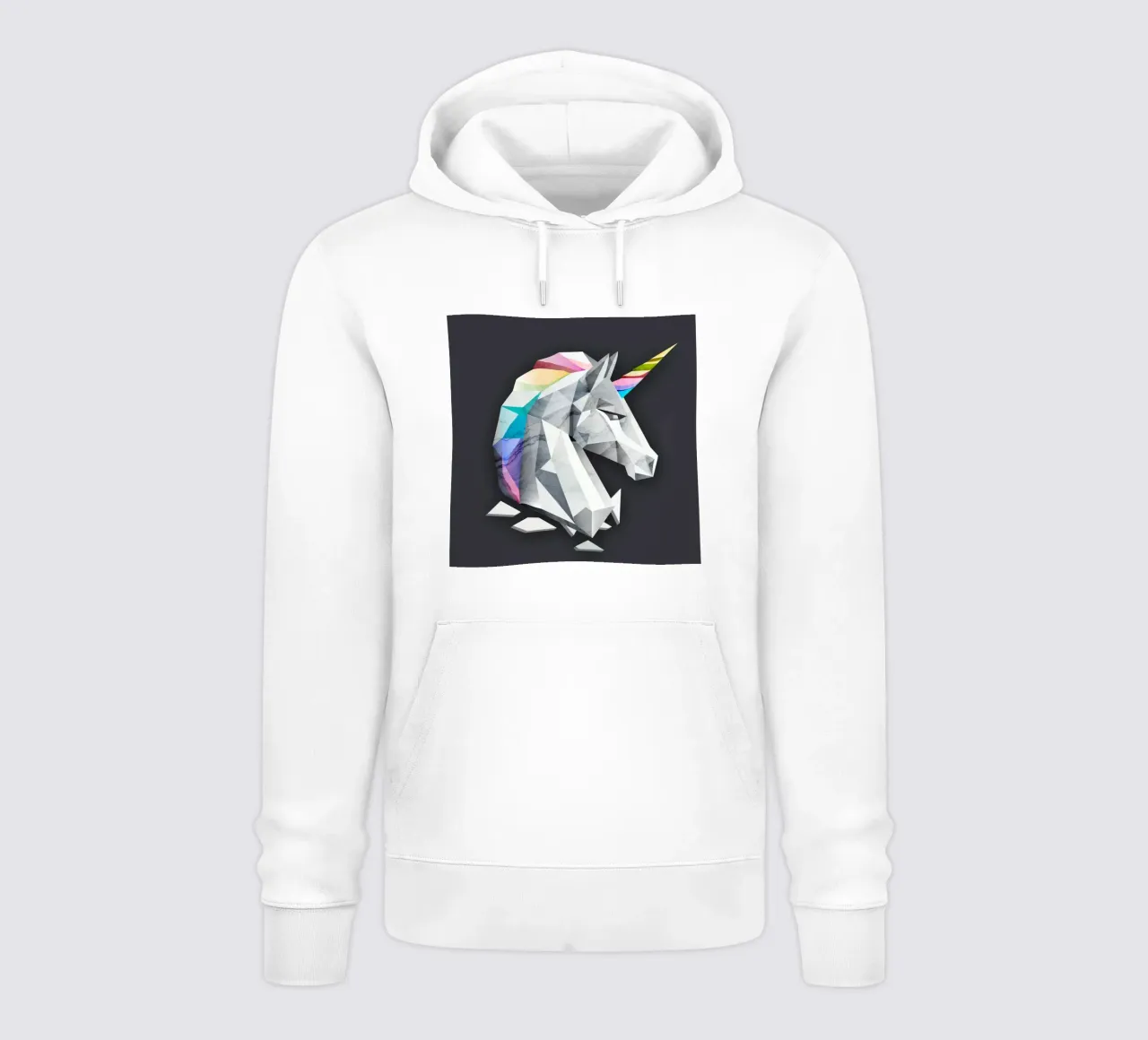Unicornio geométrico con melena arco iris sudadera con capucha de namosh