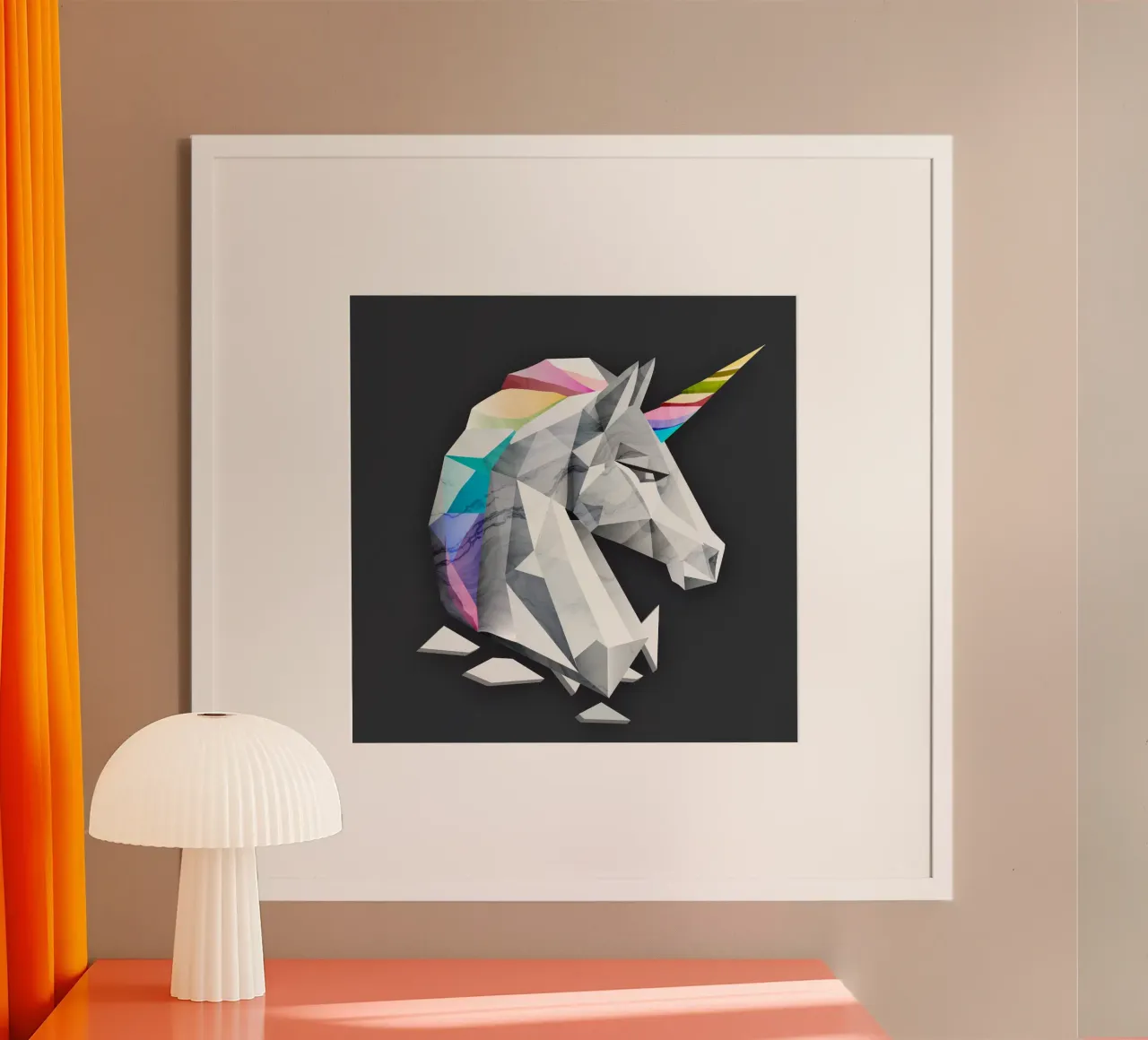 Geometric unicorn with rainbow mane hahnemühle by namosh