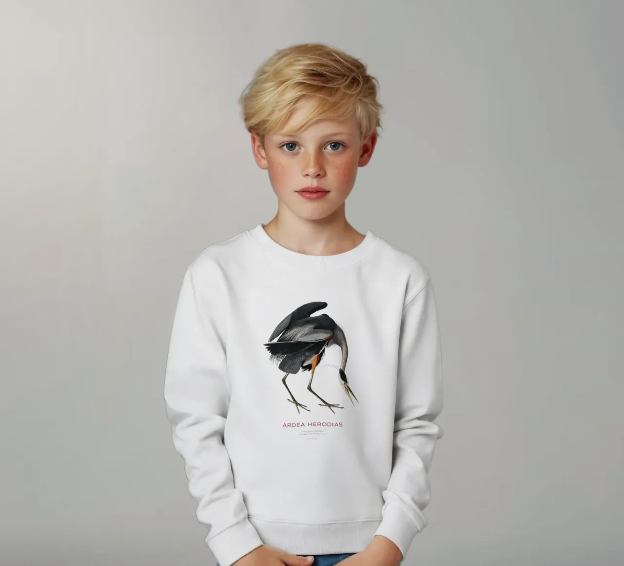 Airone azzurro maggiore o Ardea herodias felpa bambino da Vintagrafica
