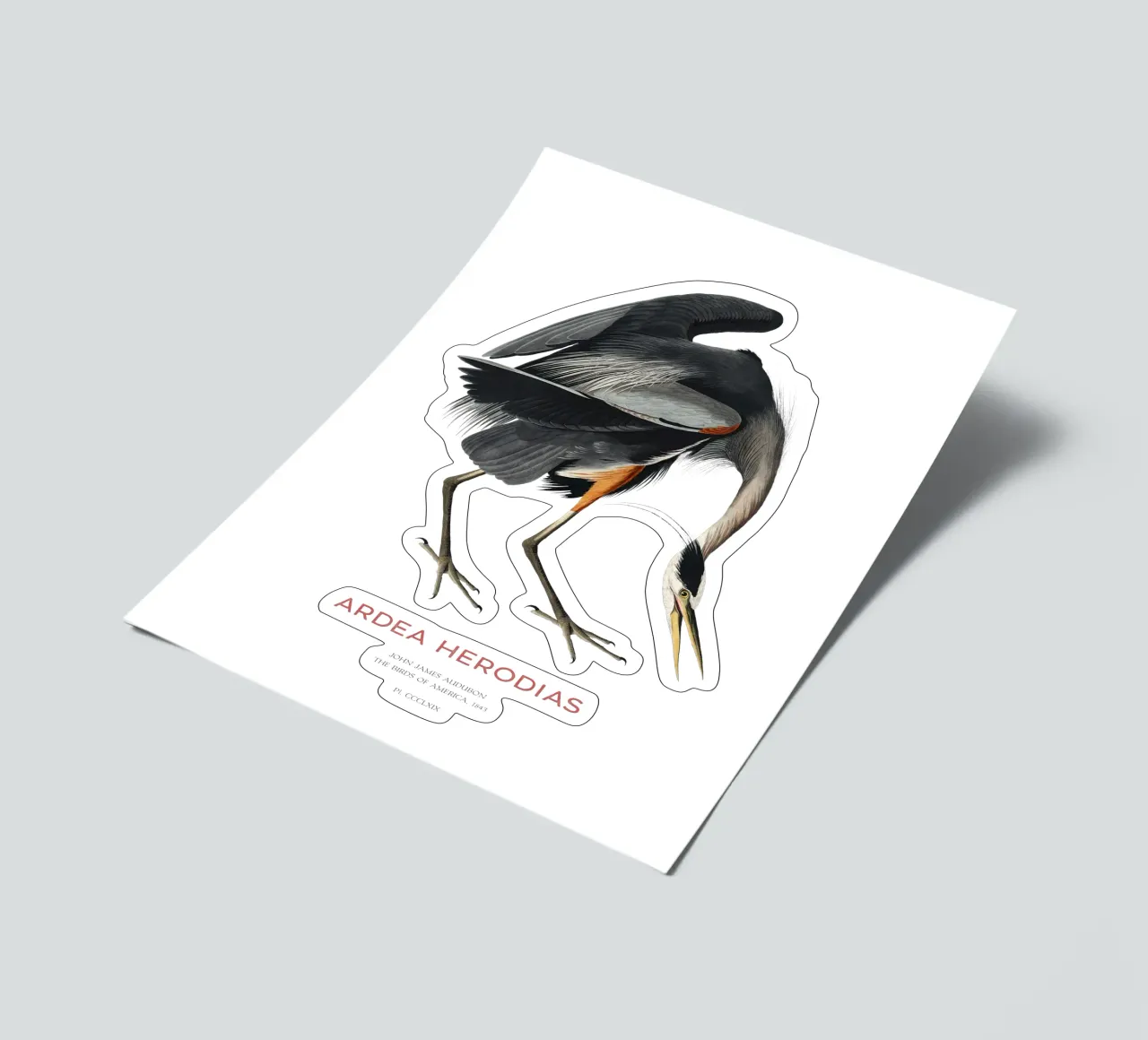 Großer Blaureiher oder Ardea herodias Stickerbogen von Vintagrafica