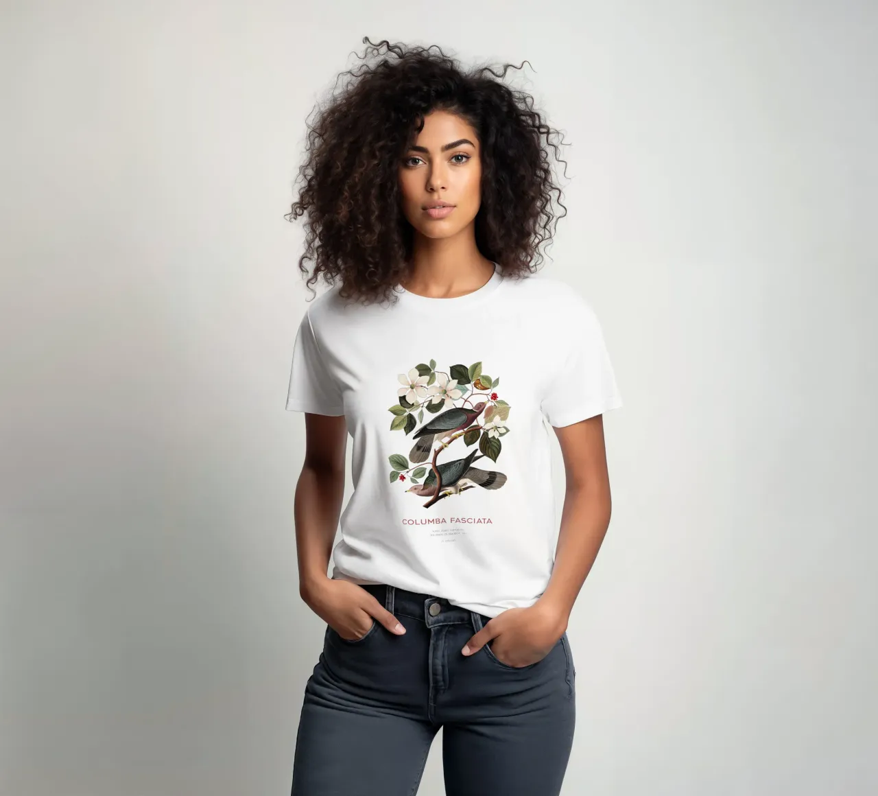 Piccione dalla coda a nastro o Columba fasciata t-shirt da Vintagrafica