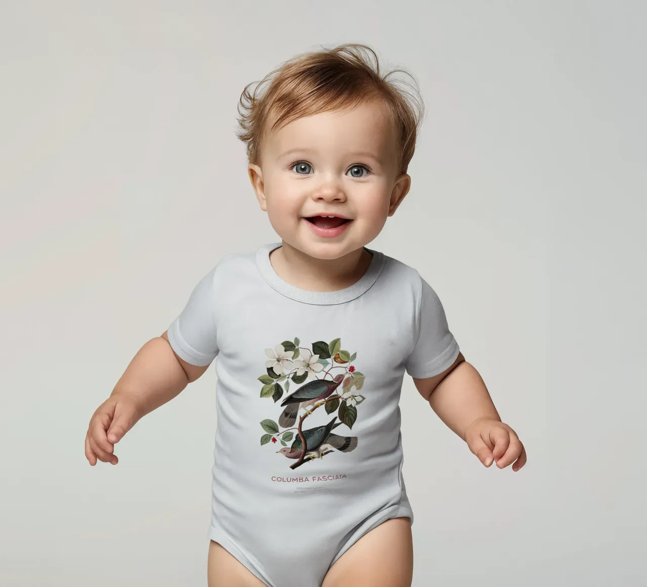 Bandtaube oder Columba fasciata Kurzarm Babybody von Vintagrafica