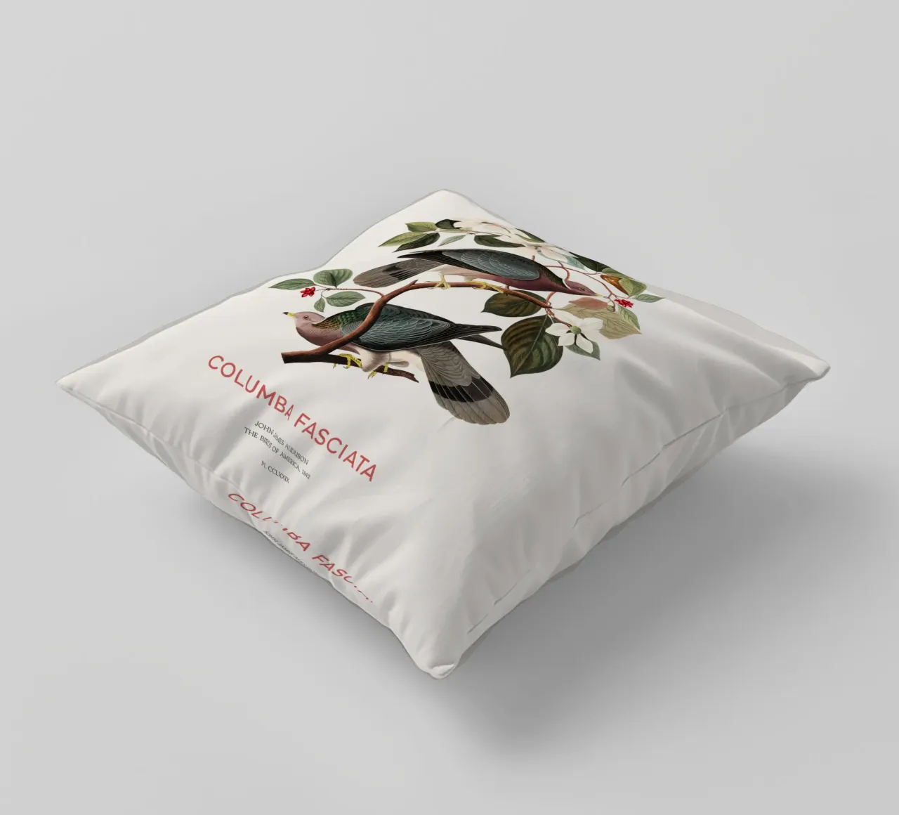 Piccione dalla coda a nastro o Columba fasciata cuscino da Vintagrafica