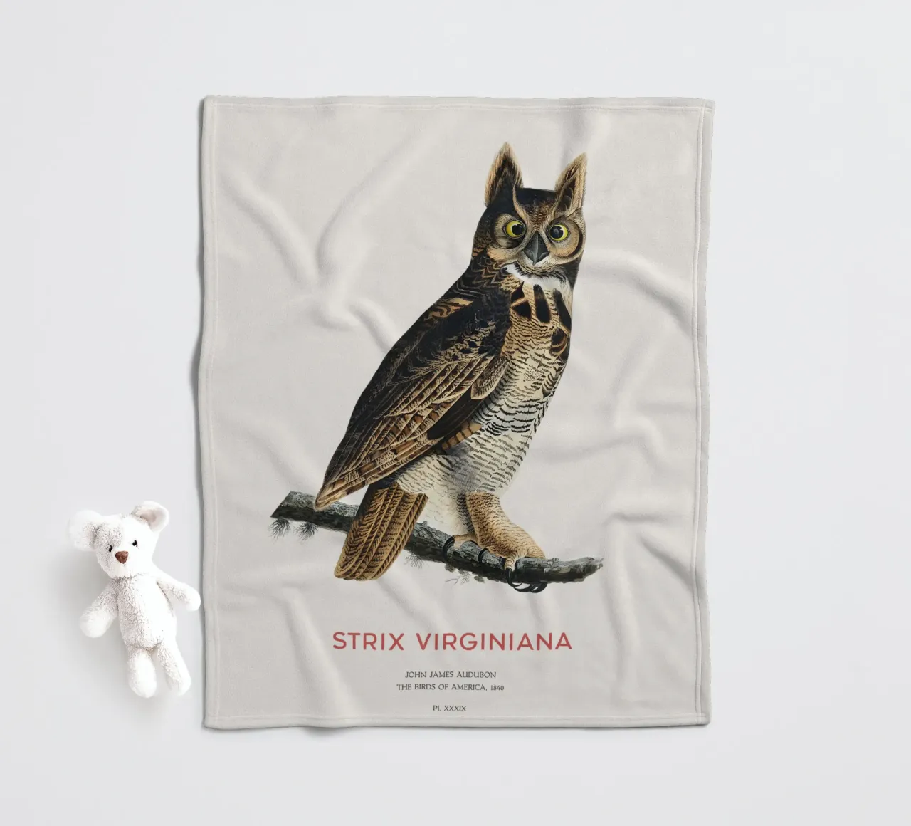 Civetta capogrosso o Strix virginiana coperta in pile da Vintagrafica