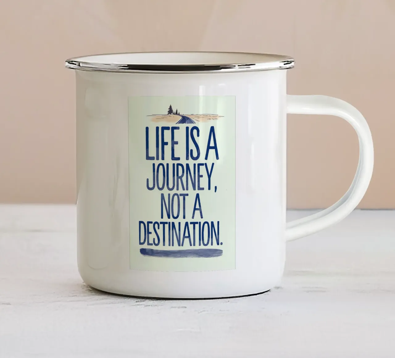 La vita è un viaggio, non una destinazione tazza in smalto da logic