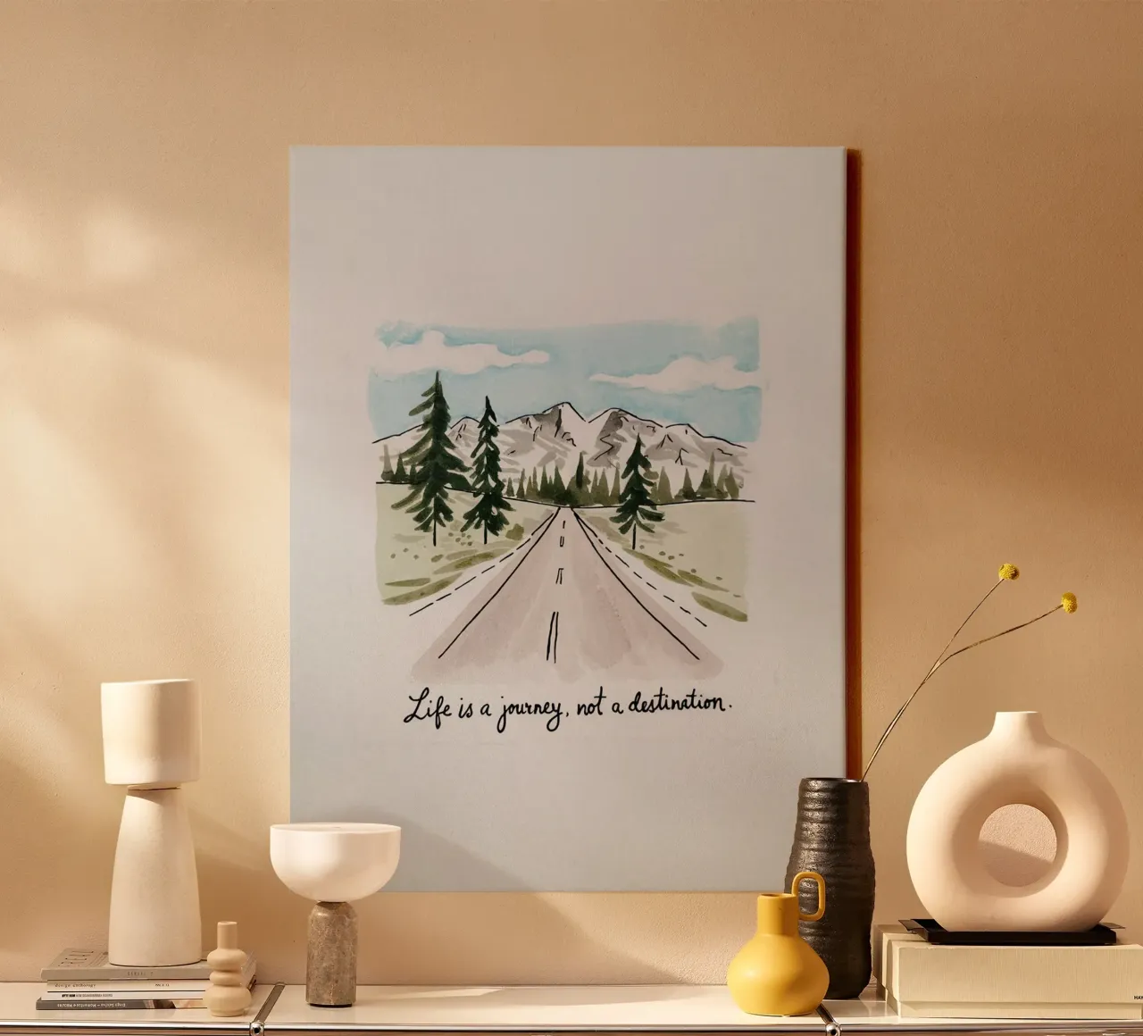 Life is a journey, not a destination canvas with Floater frame by logic