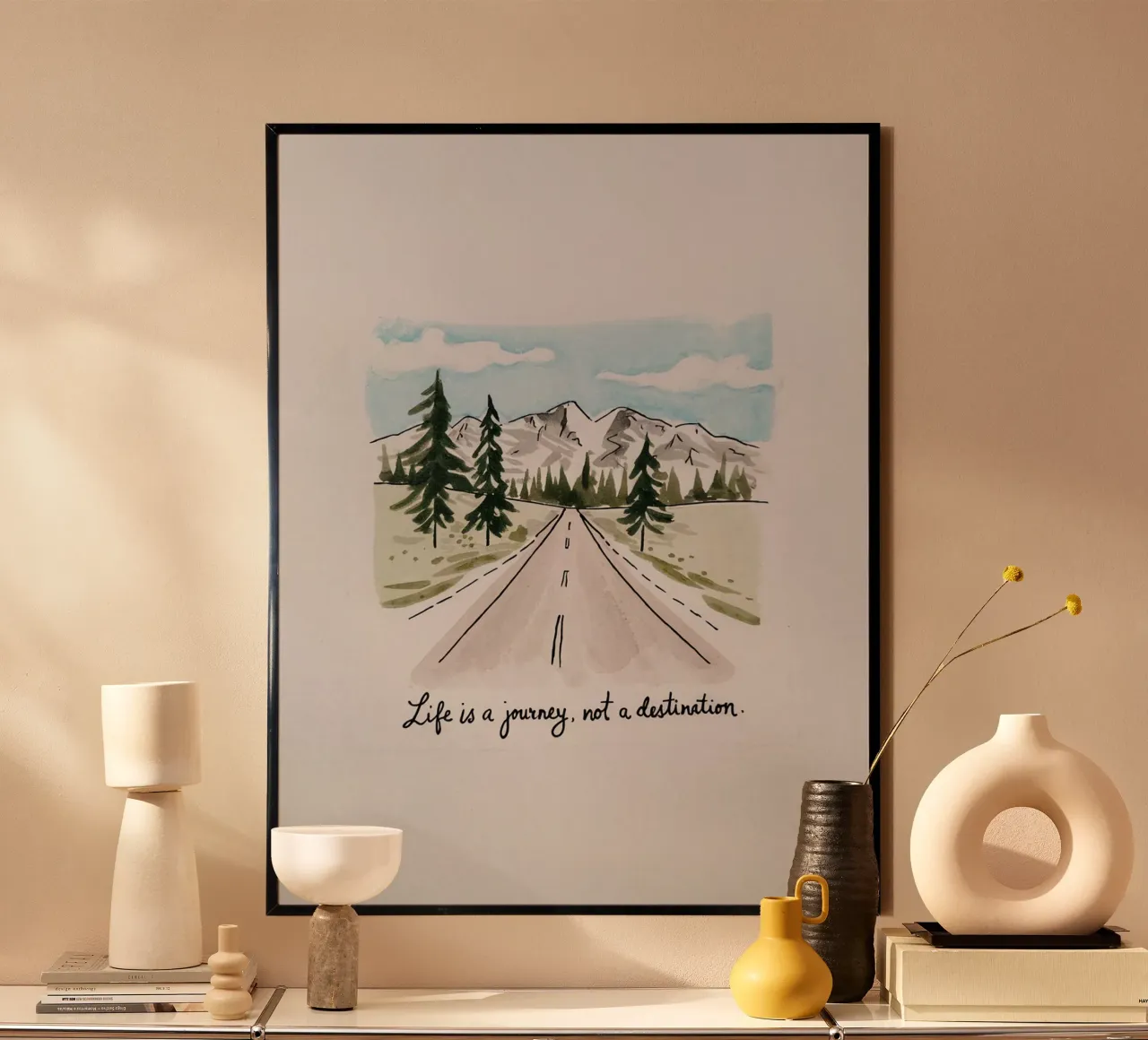 La vita è un viaggio, non una destinazione poster con telaio in alluminio da logic