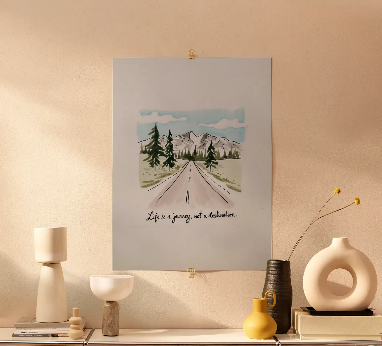 La vita è un viaggio, non una destinazione poster con telaio in alluminio da logic