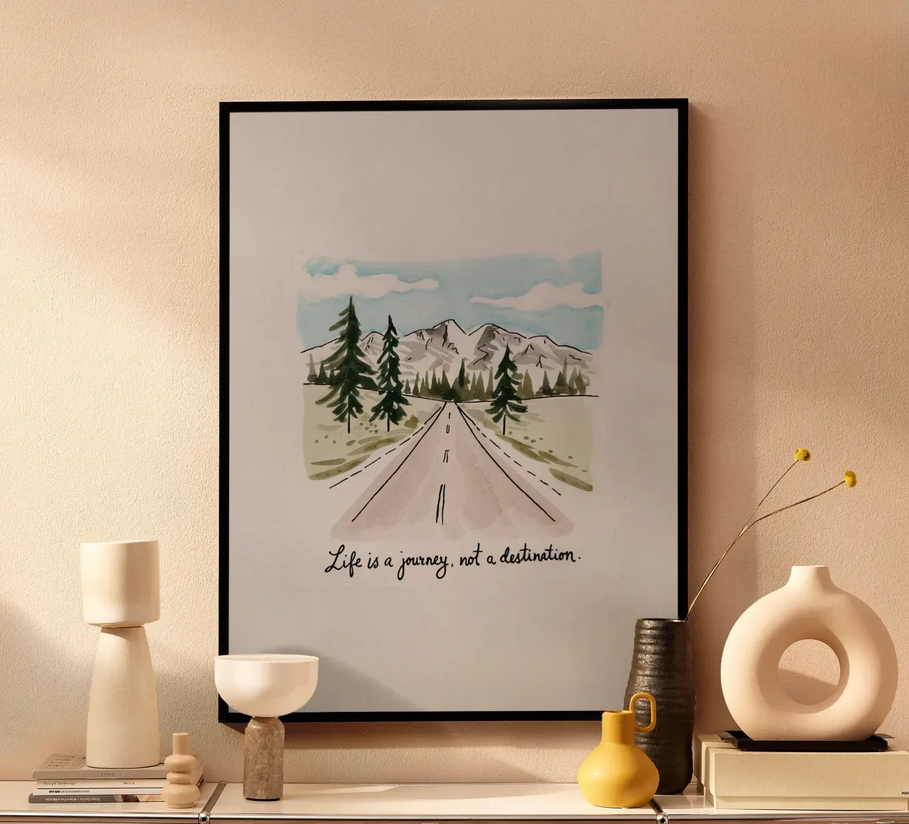 La vita è un viaggio, non una destinazione poster con telaio in alluminio da logic