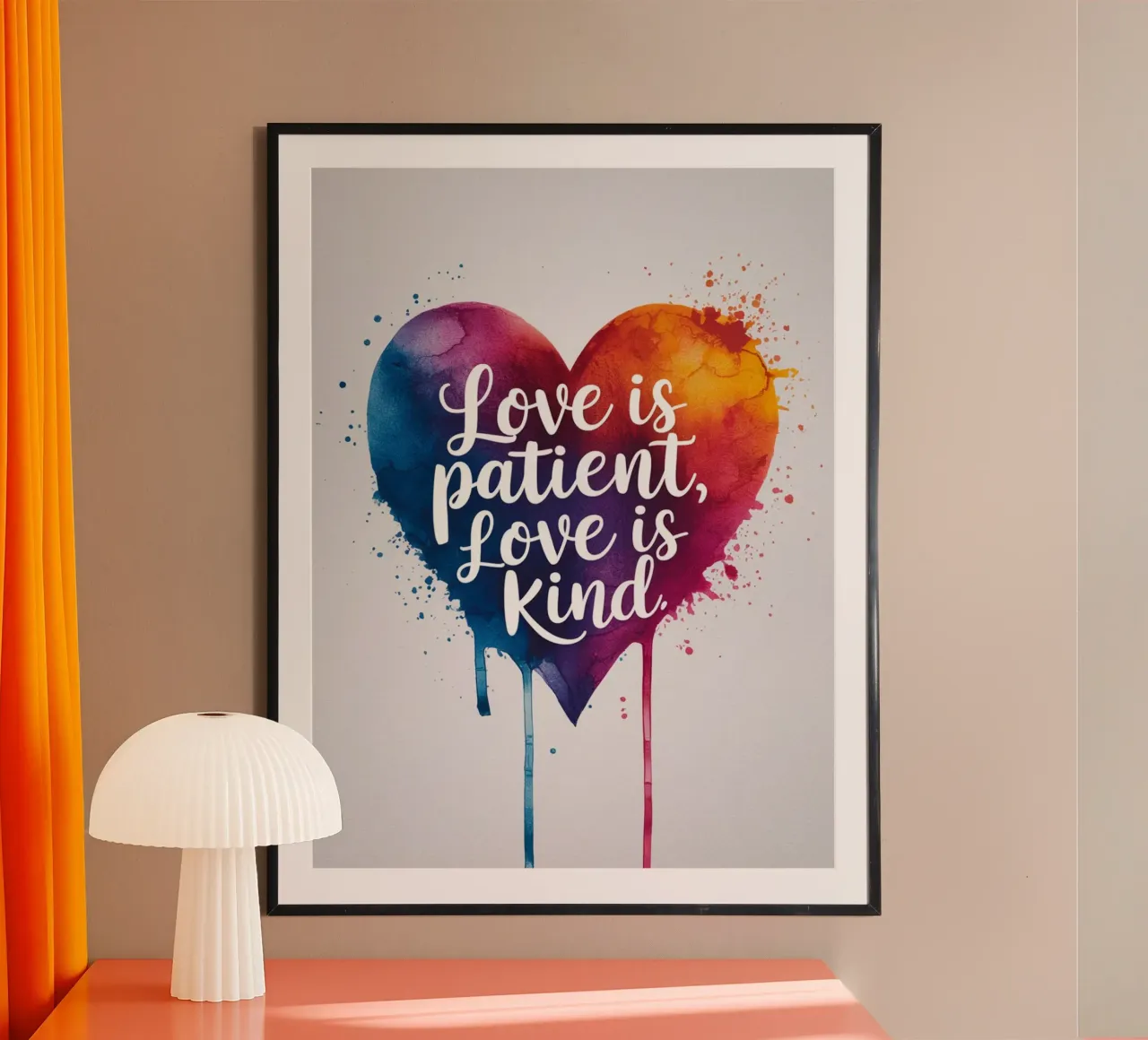 L'amore è paziente, l'amore è gentile poster con telaio in legno da logic